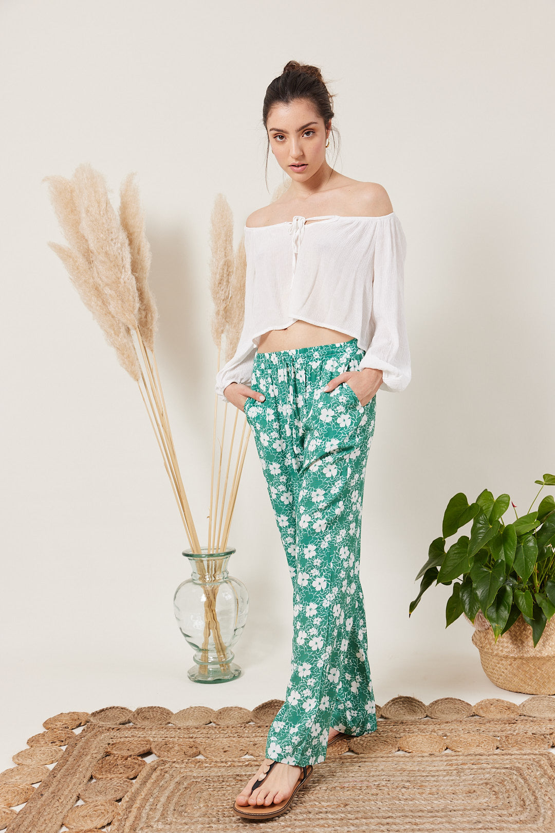 Pantalon fluide à imprimé bicolore