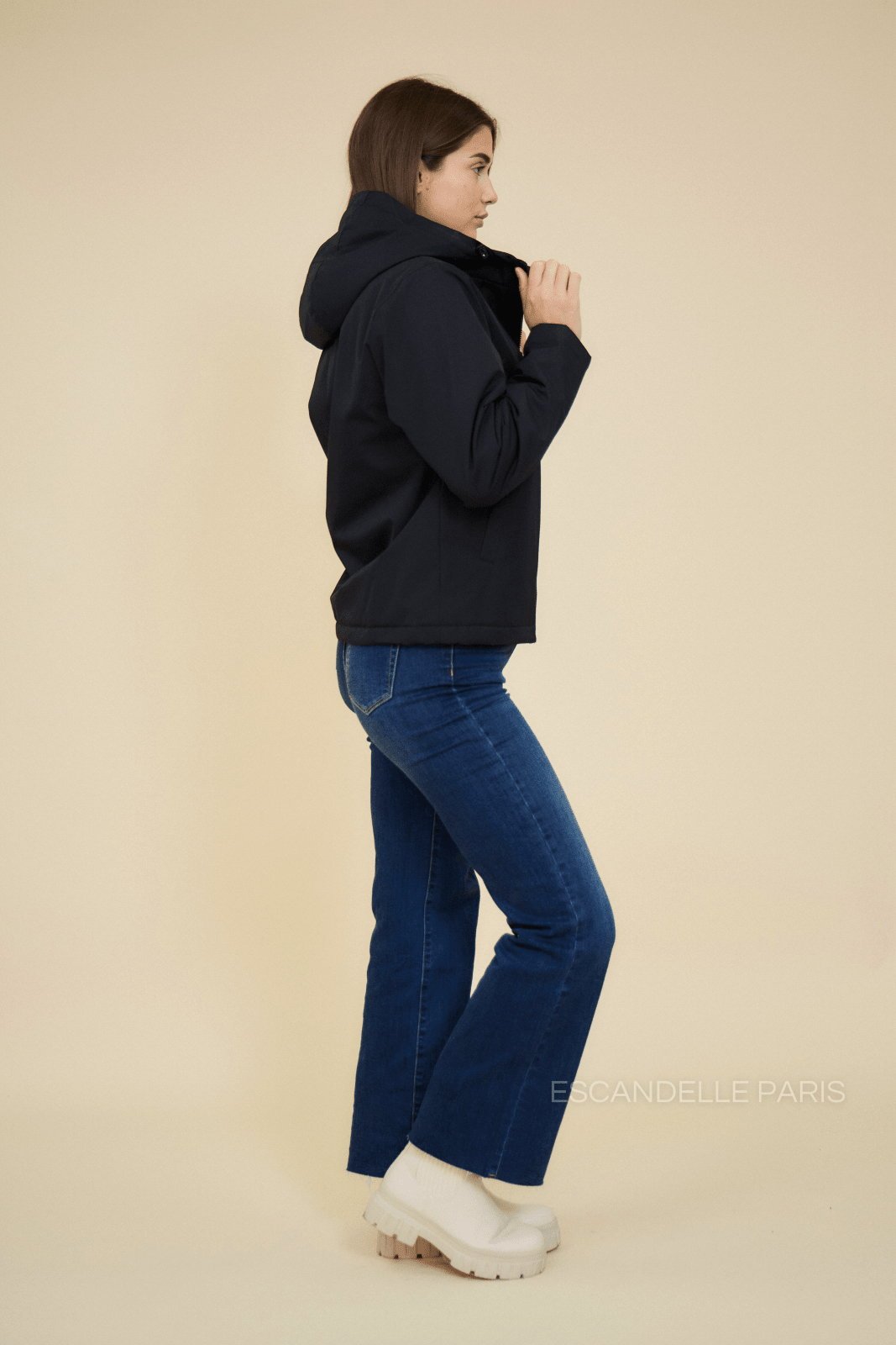 ANAÉ parka courte fourrée doublure léopard noir femme - Escandelle Paris (vue de profil)
#couleur_noir