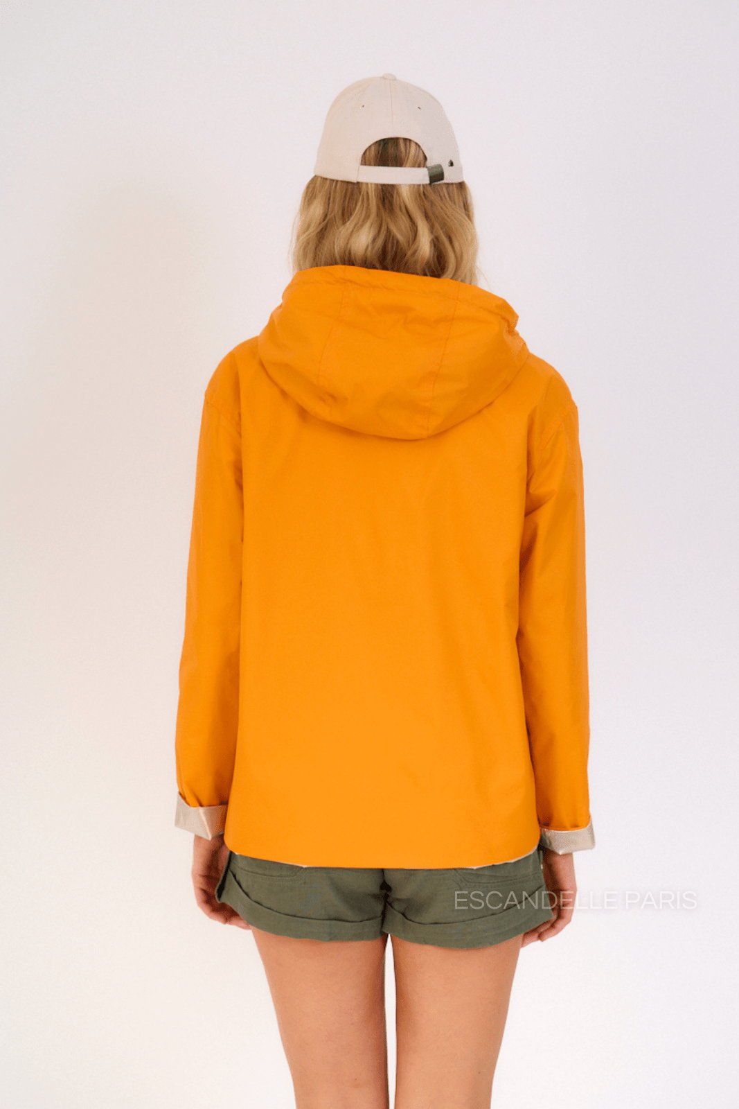 APRIL parka courte réversible métallisée orange femme - Escandelle Paris (dos)
#couleur_orange