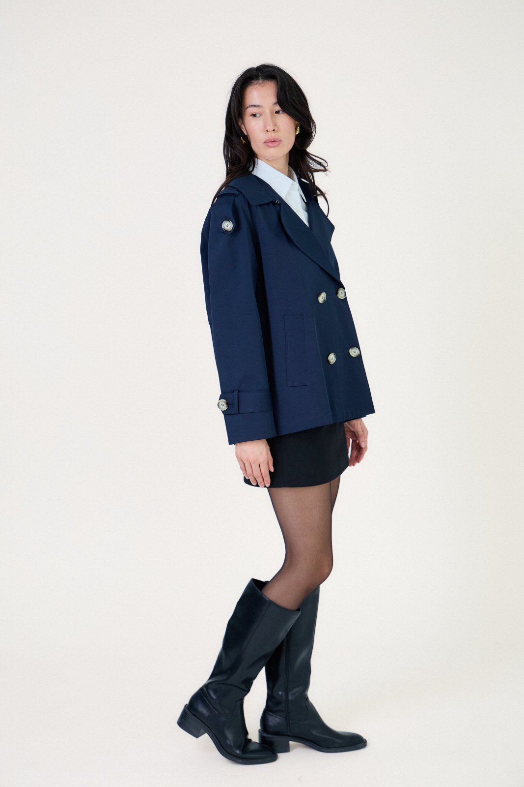 Charlize - Trench Navy - EscandelleParis