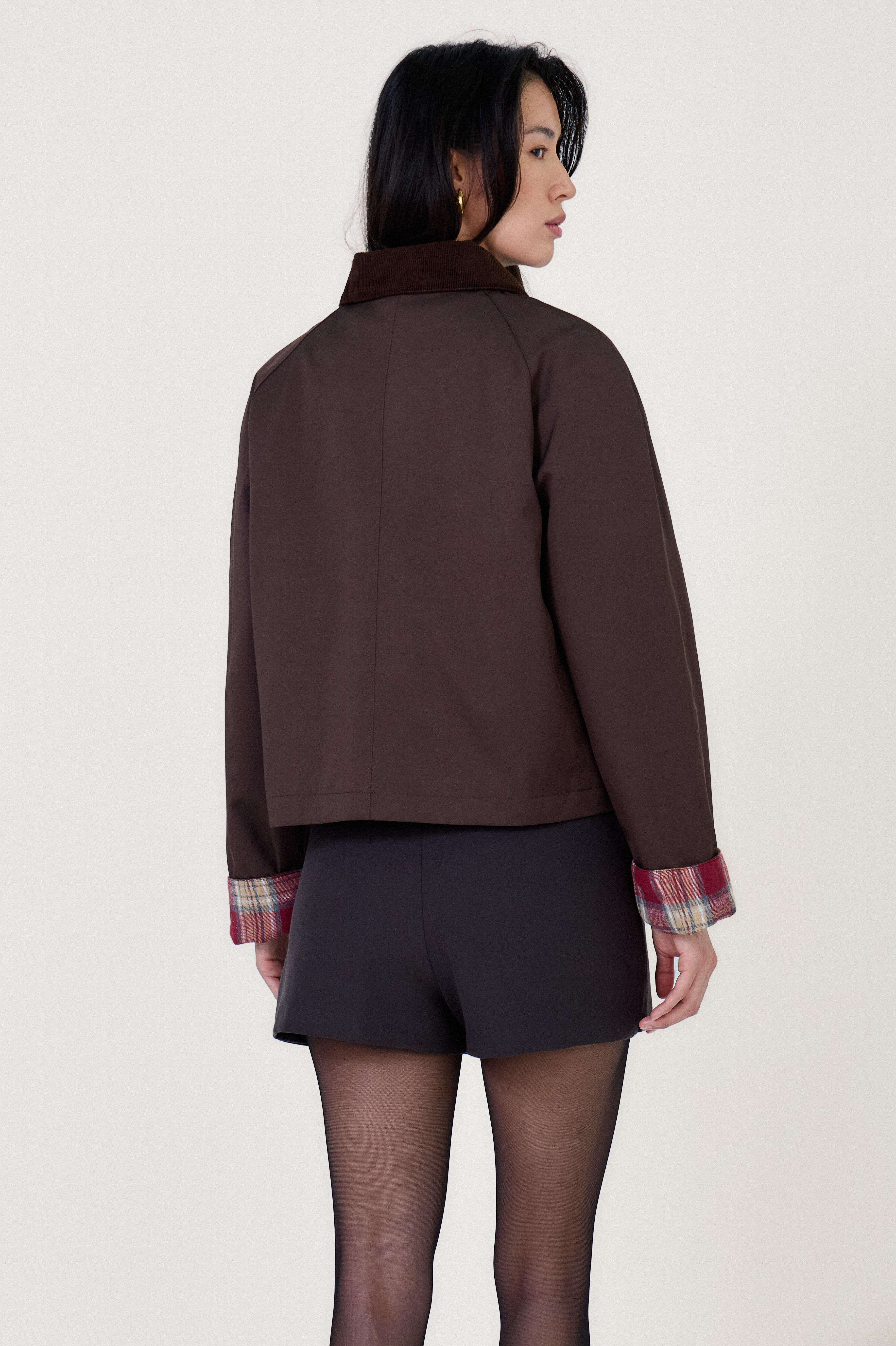 Veste MALOU Escandelle marron – vue de dos – coupe droite structurée et finitions soignées
#couleur_choco