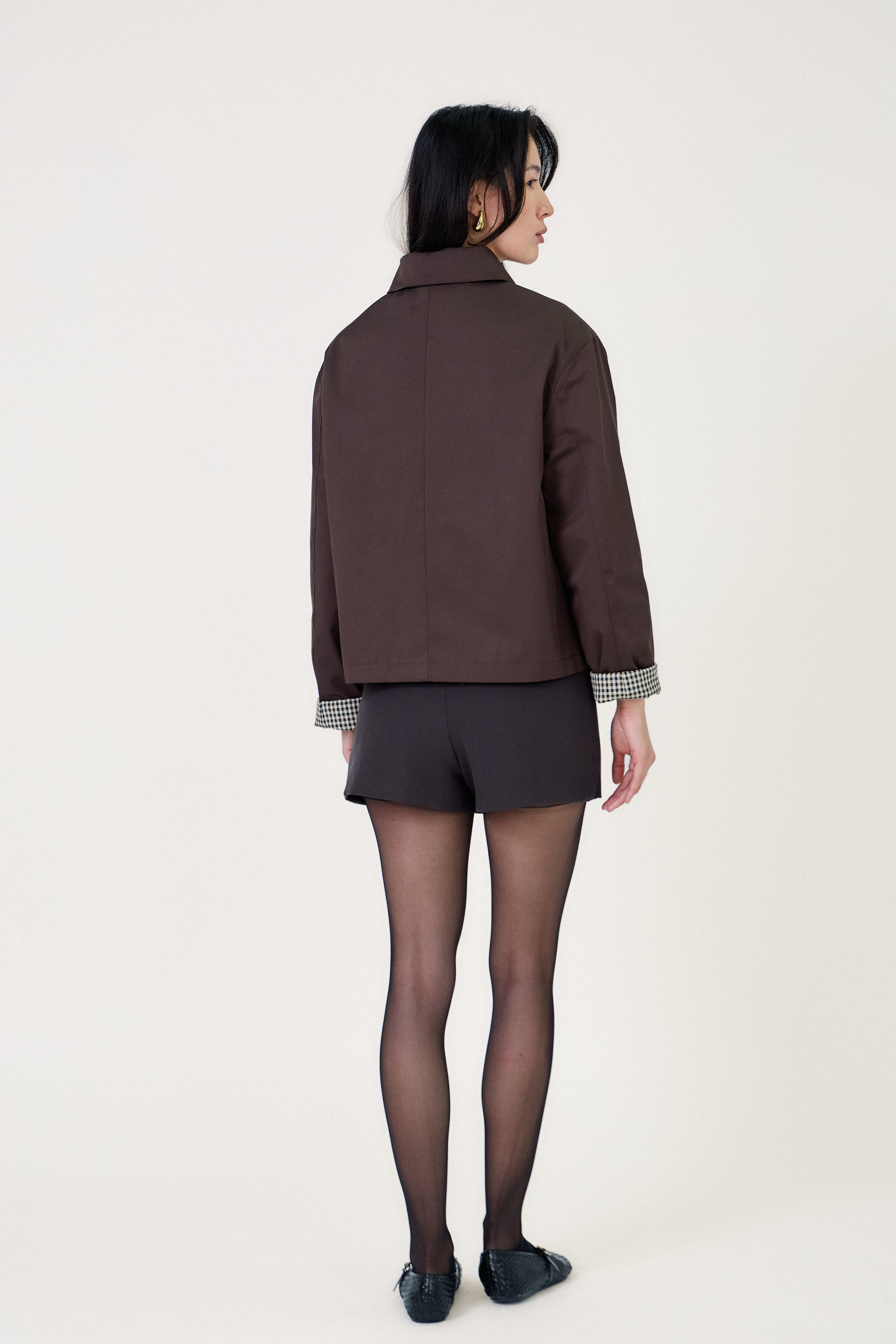 Veste JOE Escandelle marron – vue de dos – coupe droite structurée et finition soignée
#couleur_choco