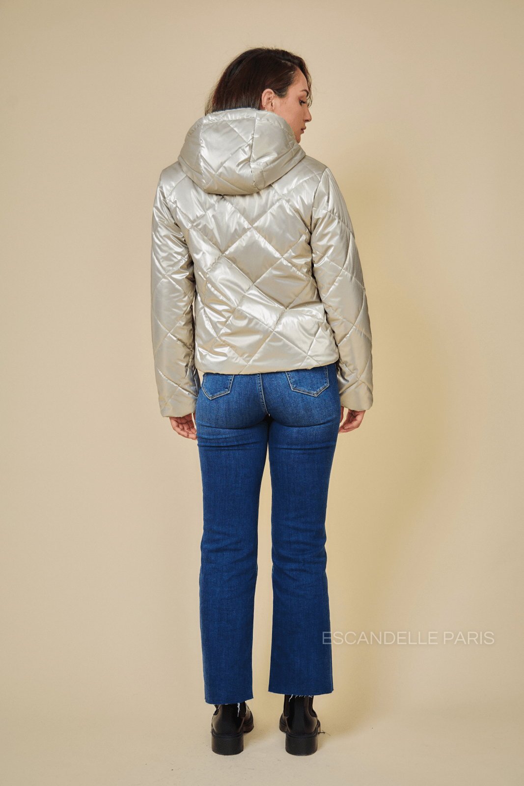JUDY parka matelassée réversible fourrée or femme - Escandelle Paris (vue de dos)
#couleur_or
