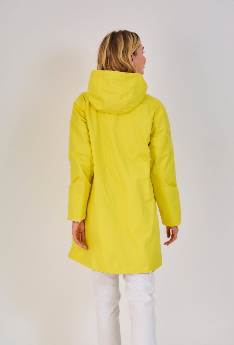 JUNE parka longue imperméable réversible métallisée jaune femme - Escandelle Paris (dos)
#couleur_jaune