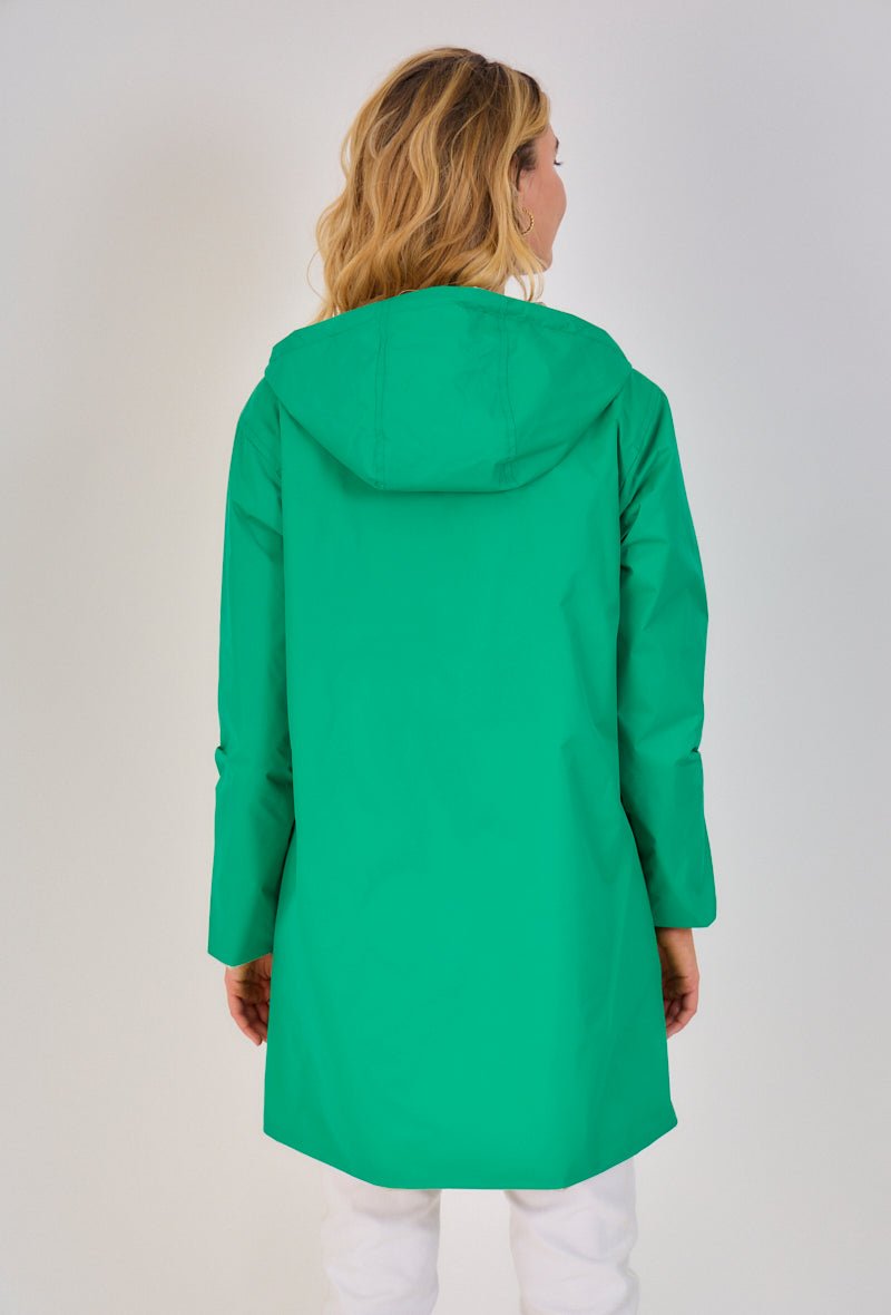 JUNE parka longue imperméable réversible métallisée vert femme - Escandelle Paris (dos)
#couleur_vert