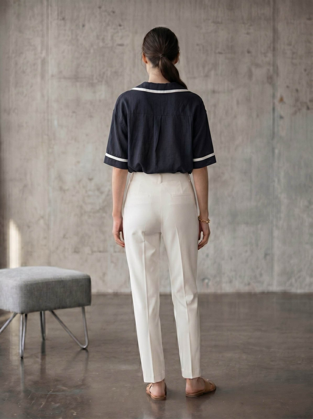 LÉANA - Blouse Navy - EscandelleParis
