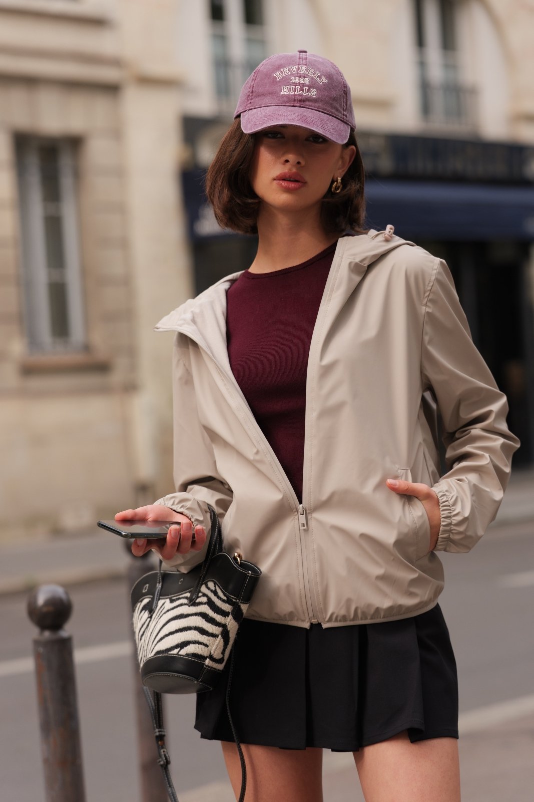 LÉONIE parka courte imperméable polaire beige femme - Escandelle Paris (portrait)
#couleur_beige