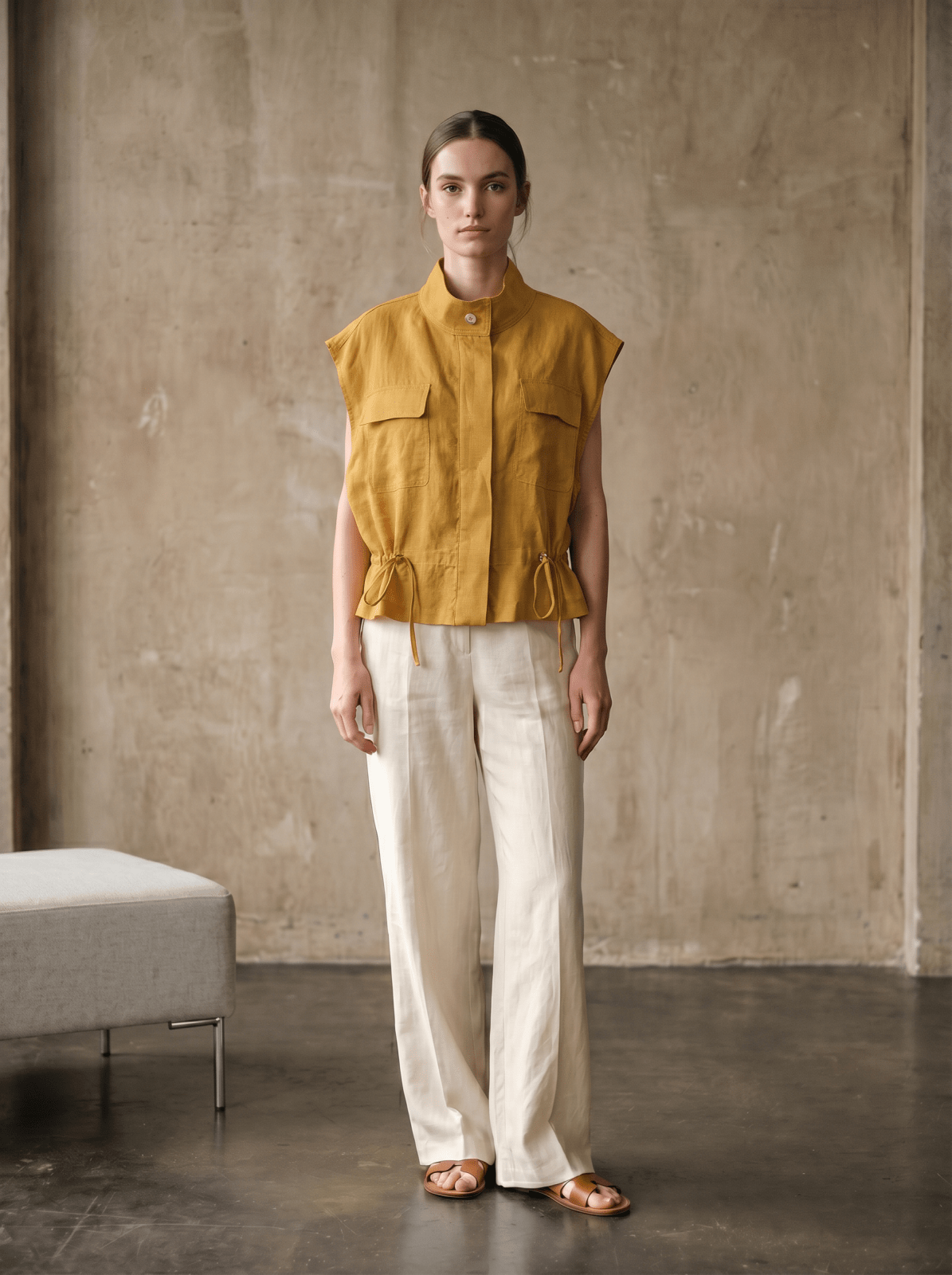 ODILE - Gilet sans manches Safran - EscandelleParis