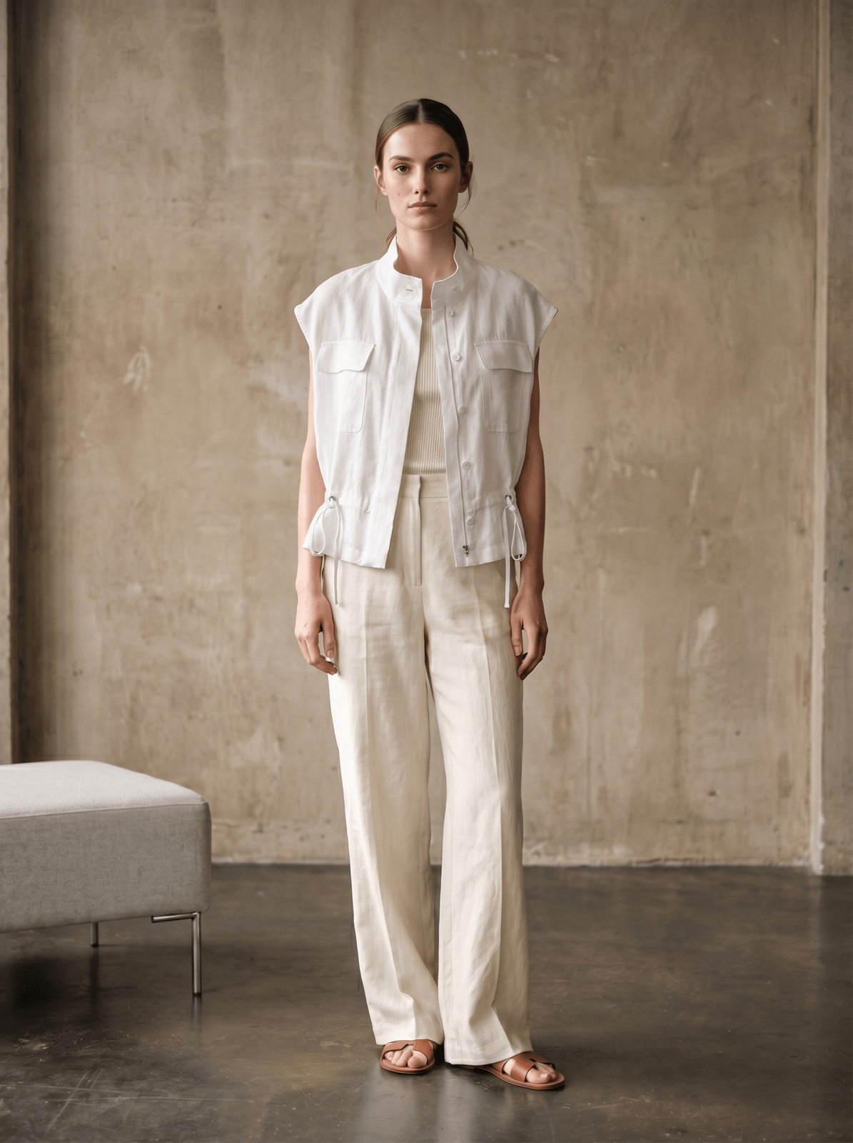ODILE - Gilet sans manches Blanc - EscandelleParis