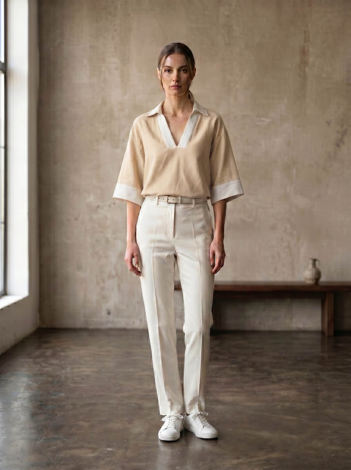 SOLEANE - Blouse Beige - EscandelleParis