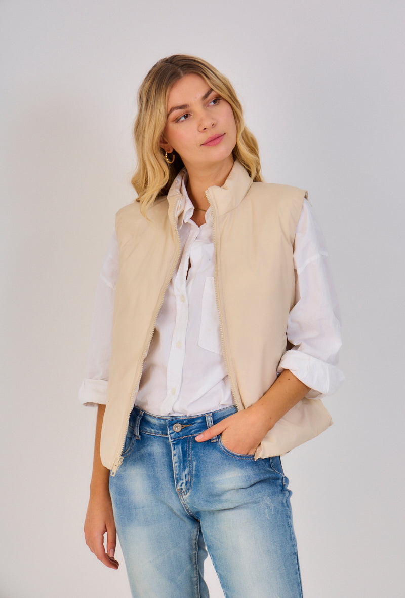 Gilet doudoune tendance leopard sans manches
