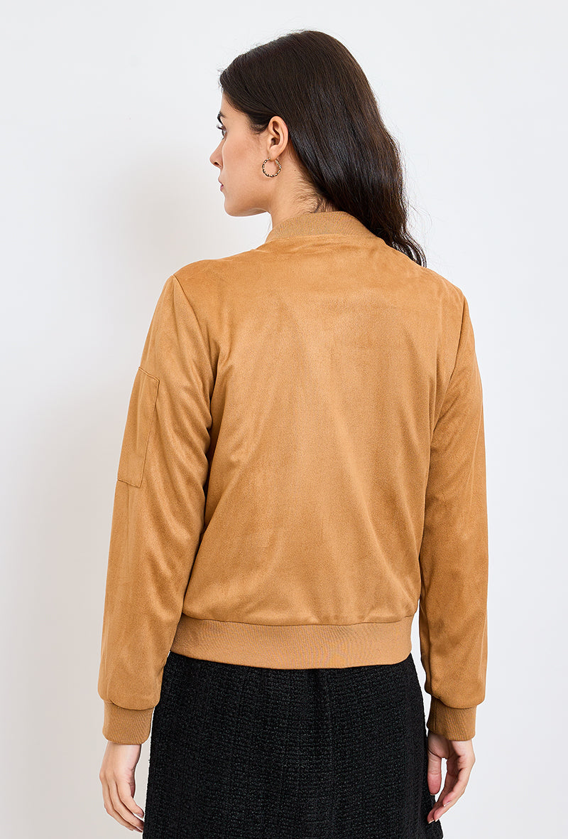 bomber daim synthétique fermeture et poches
#couleur_camel