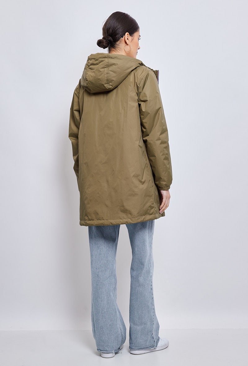 ARA parka mi-longue imperméable métallisée kaki femme - Escandelle Paris (dos)
#couleur_kaki