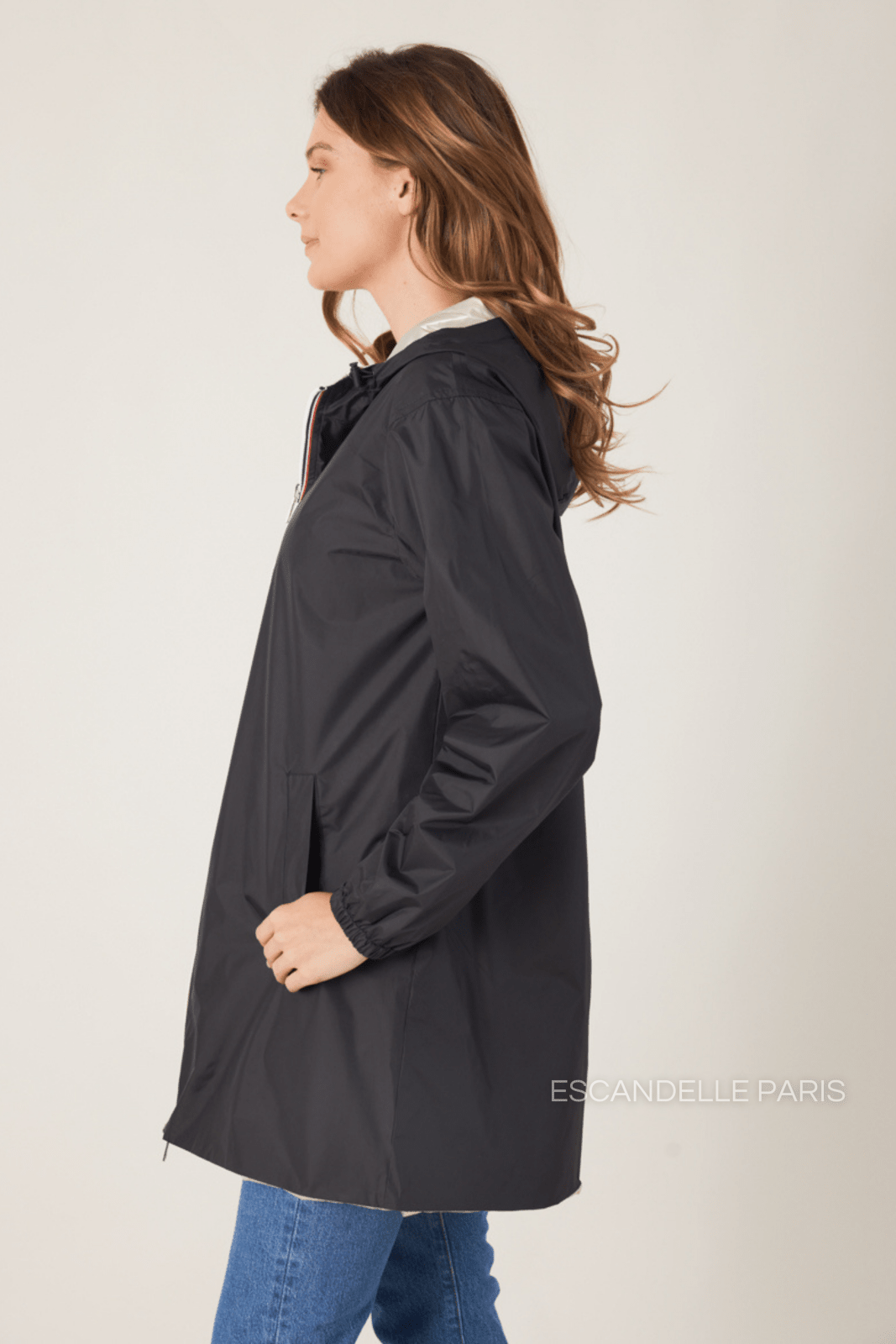 PARIS - Parka Noir - Escandelle (Vue de profil gauche) 
#couleur_noir