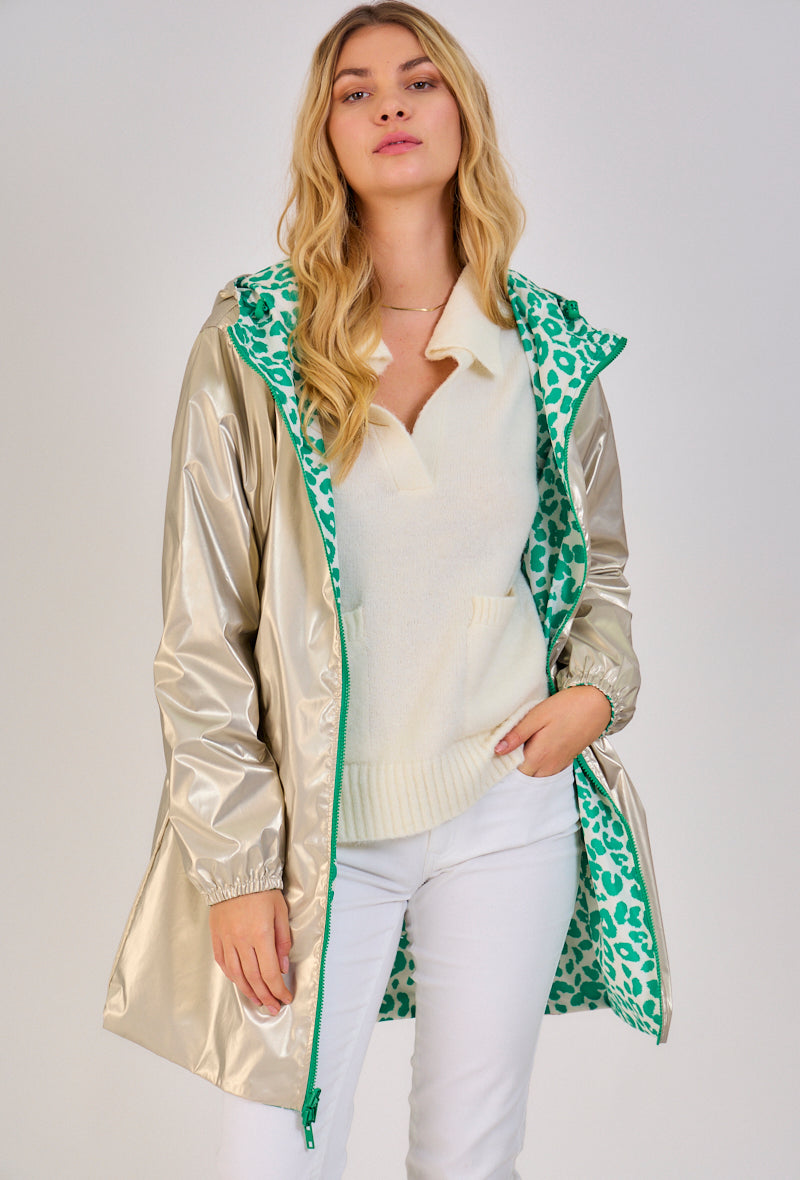 Nouveautés manteaux femme imprimé léopard doré
#couleur_vert