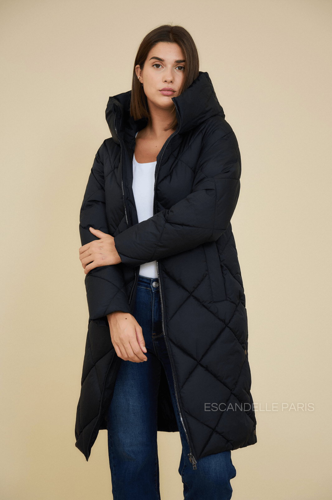 CAMERON doudoune longue matelassée noir femme - Escandelle Paris (portrait)
#couleur_noir