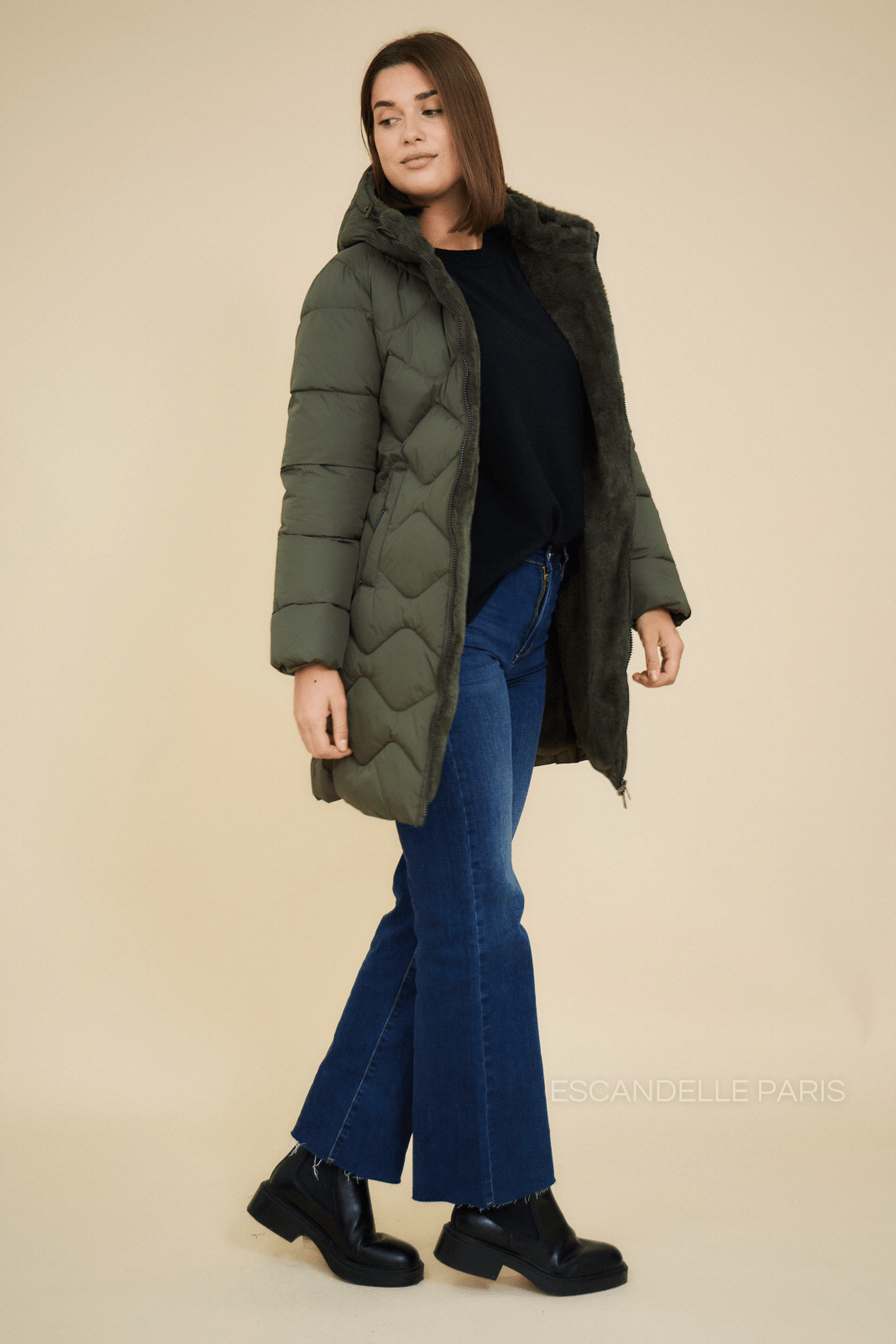 BILLIE - Doudoune Kaki - Escandelle (Vue de profil droit)
#couleur_kaki
