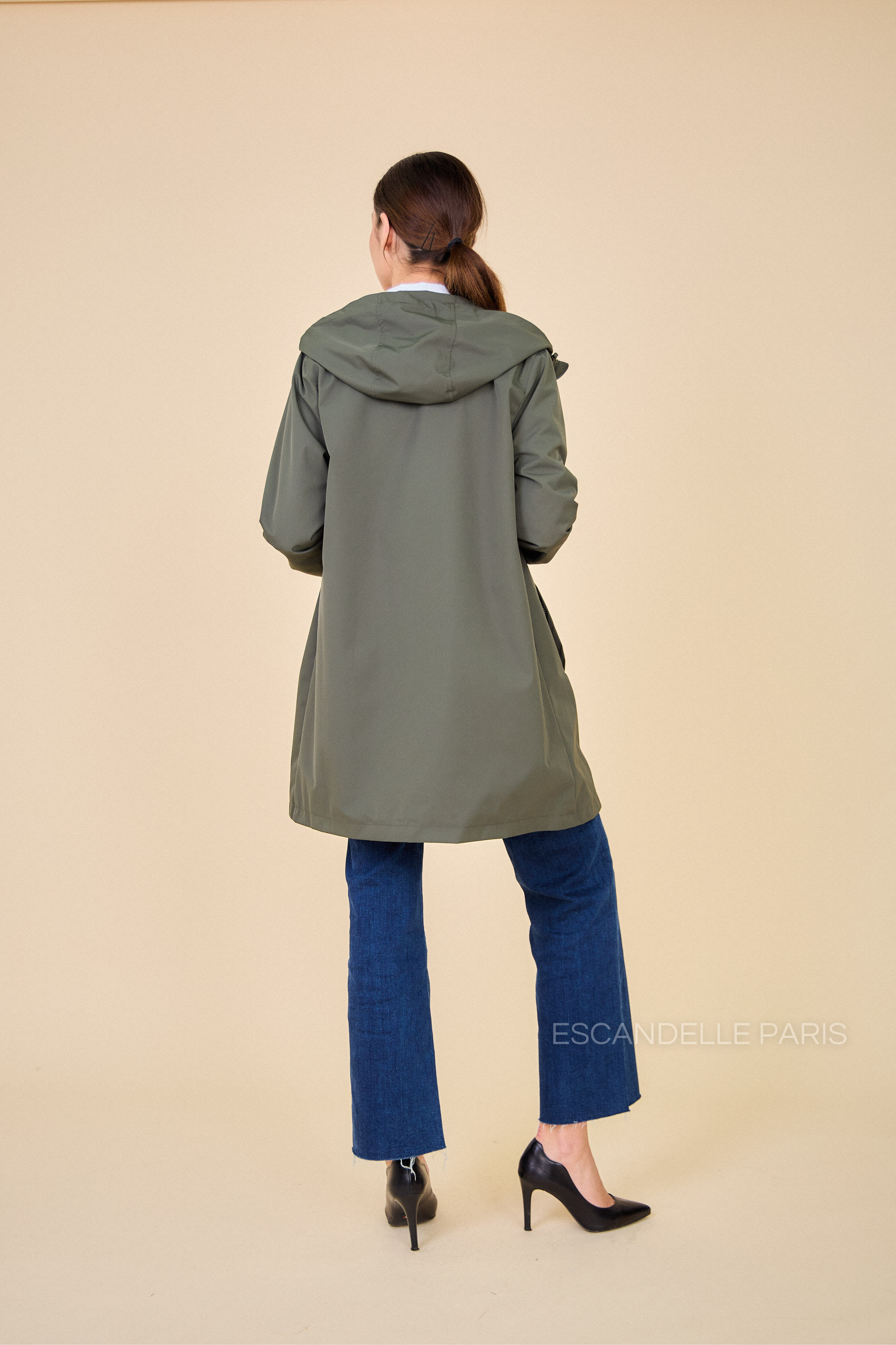 Gabardine THEA polaire mi-longue imperméable kaki