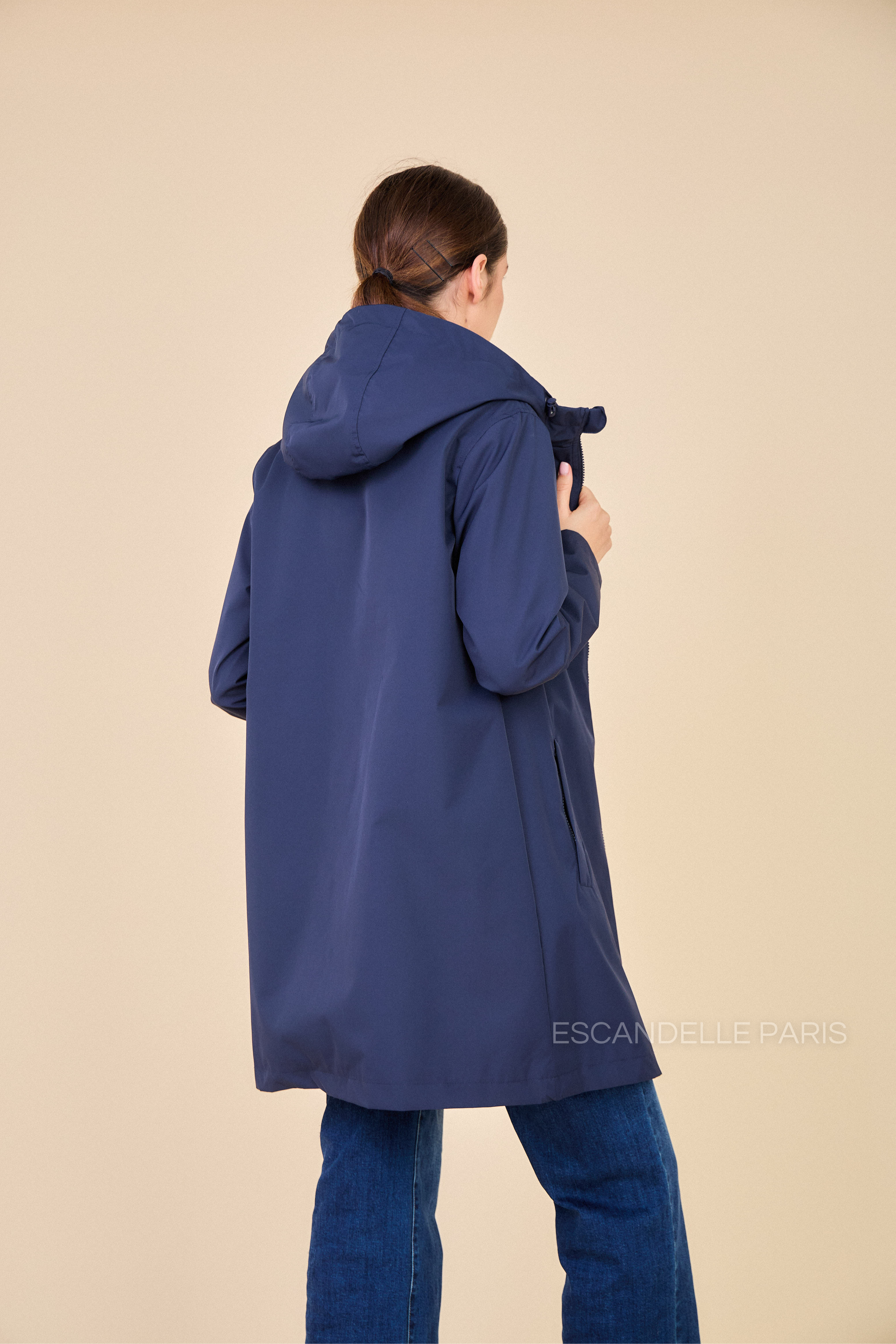 Gabardine THEA polaire mi-longue imperméable marine 