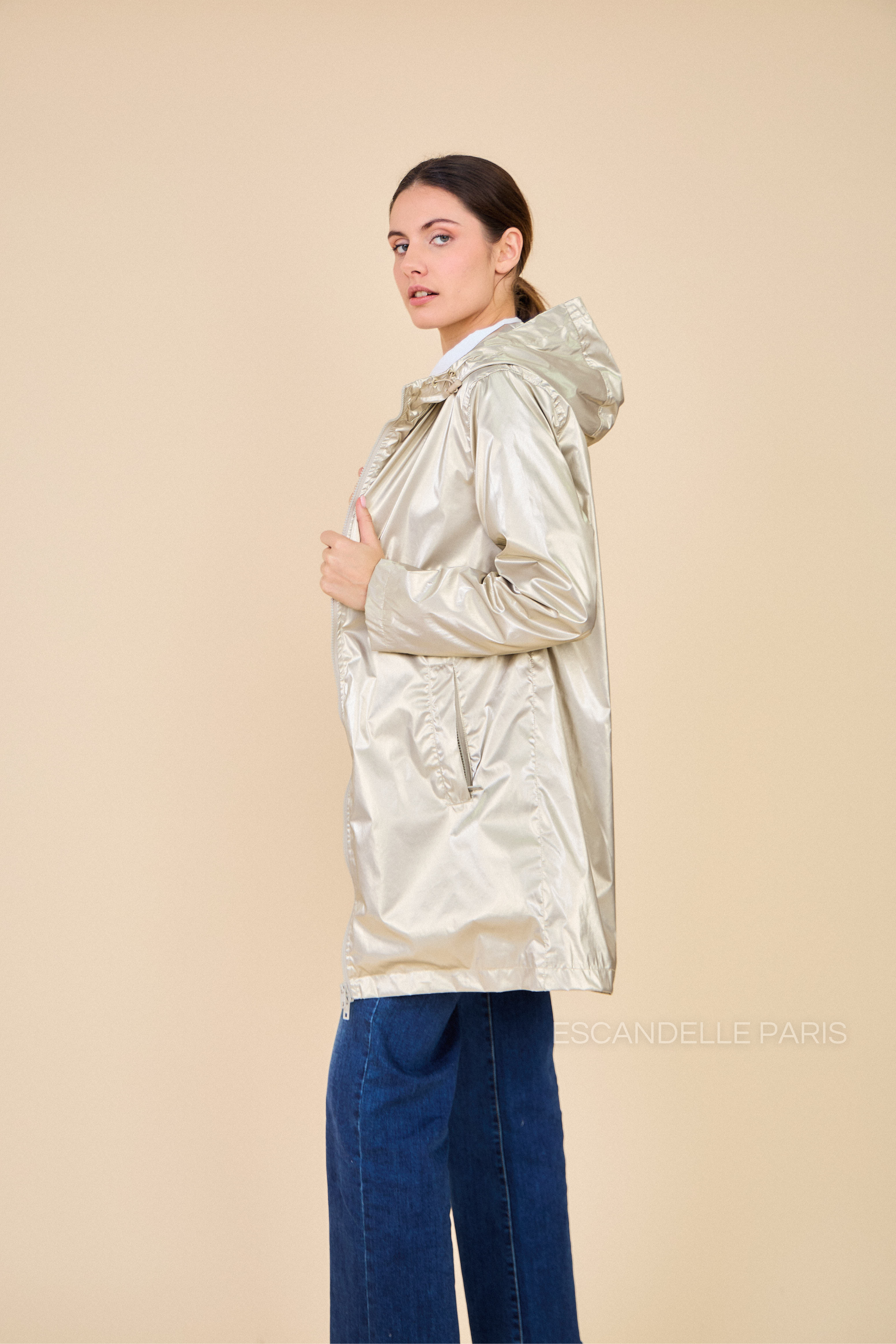 Gabardine THEA polaire mi-longue imperméable or