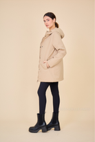 Gabardine INES beige doublée mi-longue imperméable, intérieur matelassé 