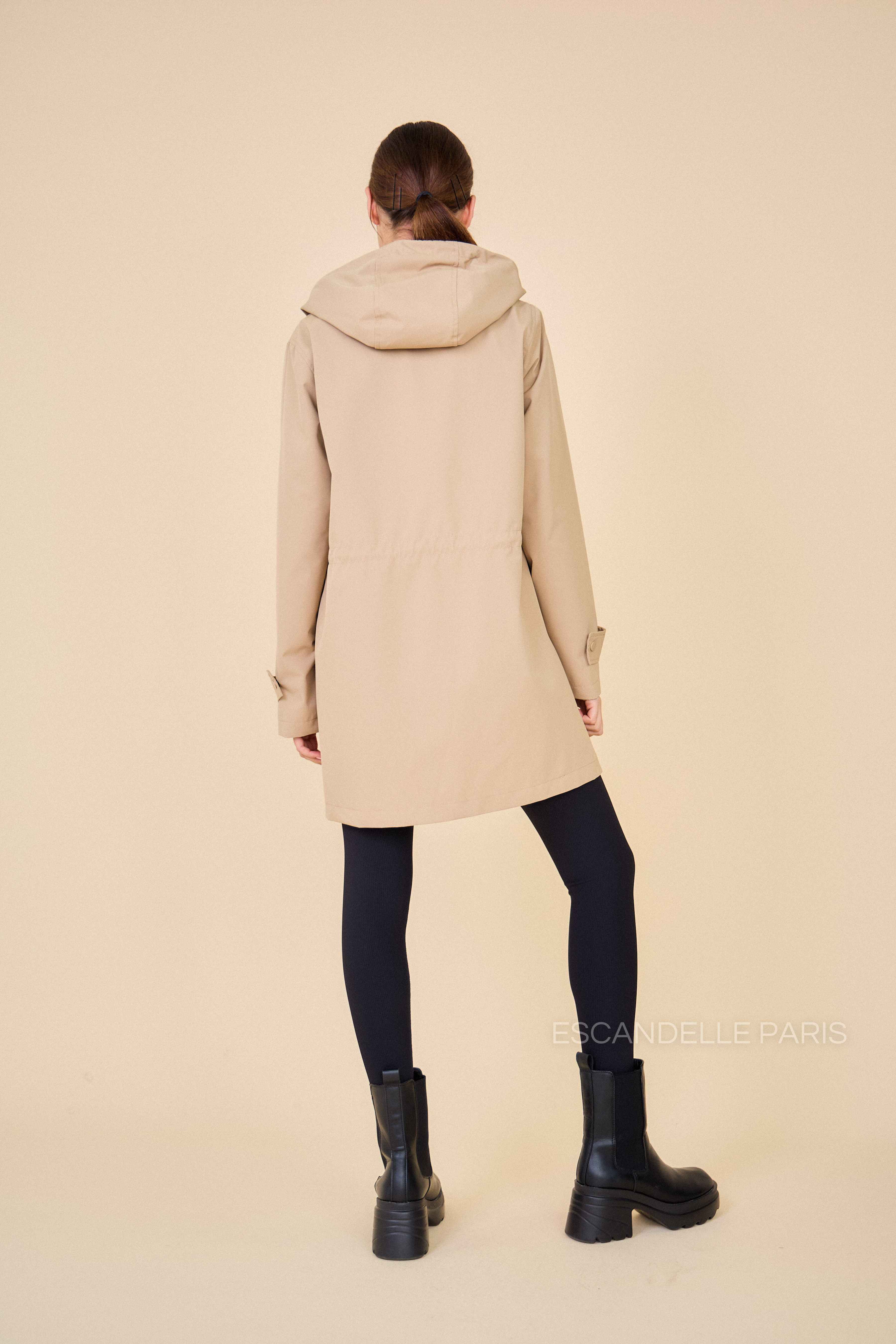 Gabardine LOUANE mi-longue ajustable beige