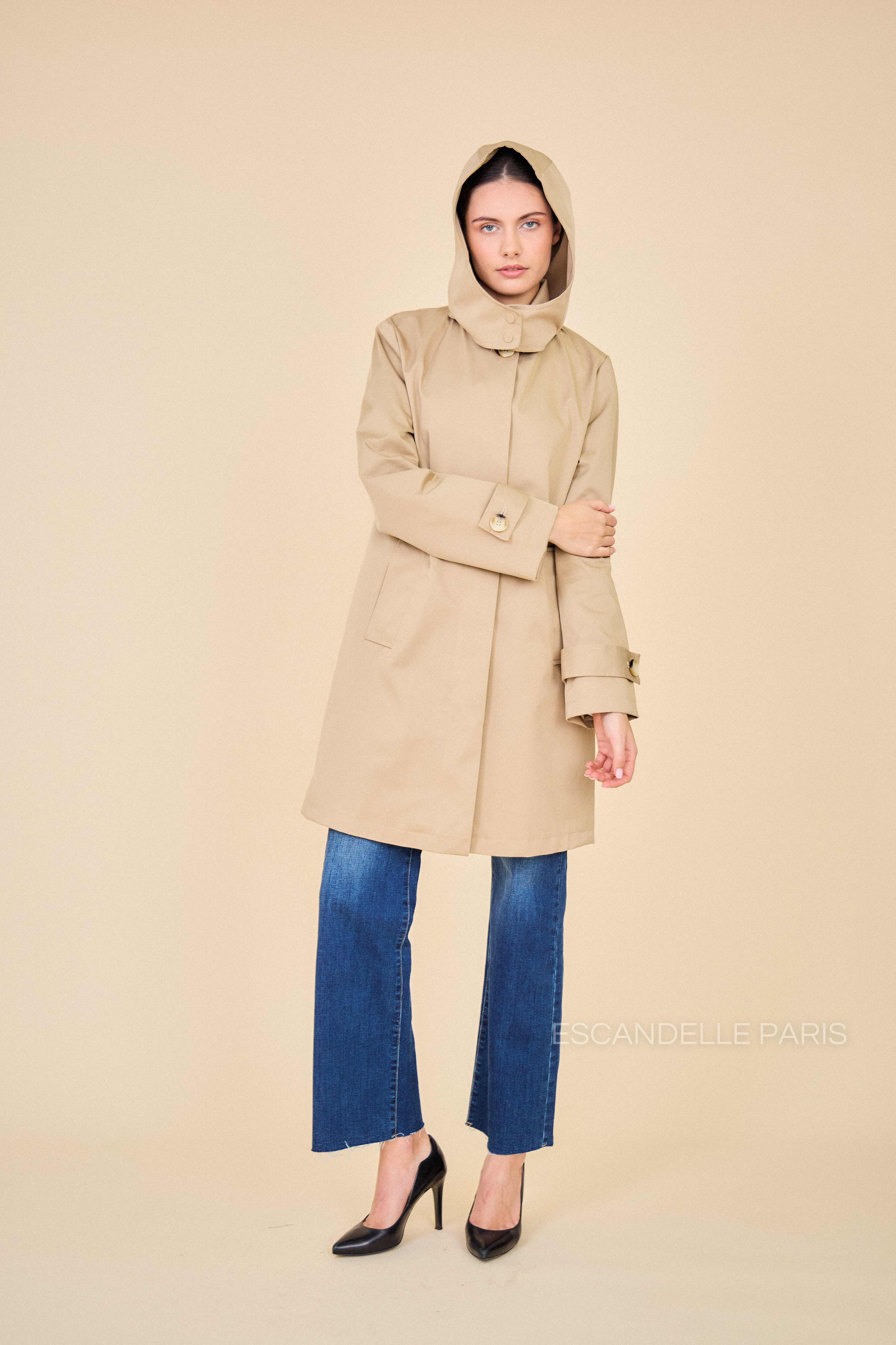 Trench SELENA déperlant à capuche beige