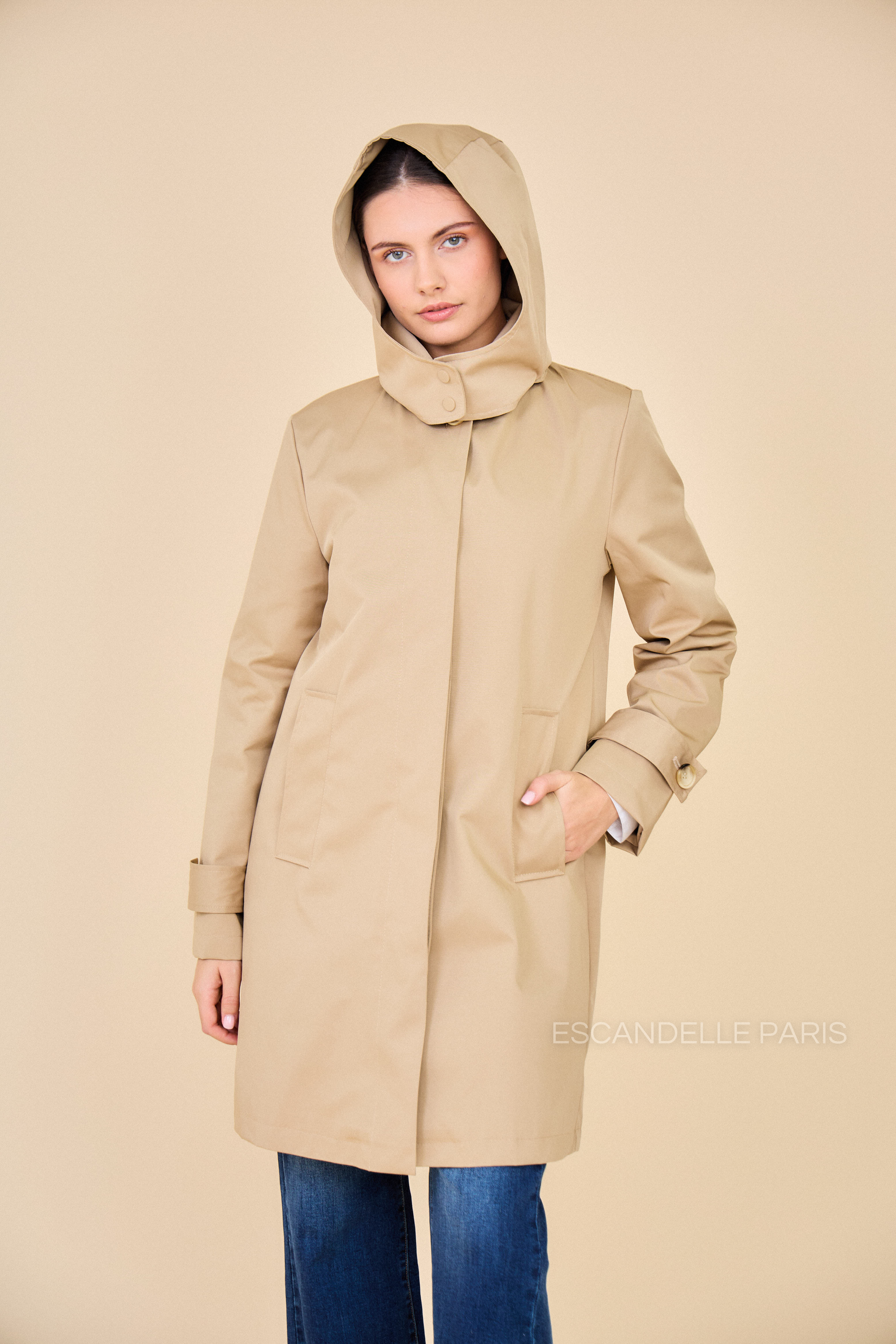 Trench SELENA déperlant à capuche beige