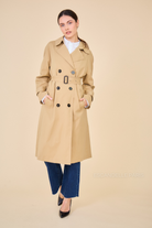 Trench long DAPHNÉ déperlant avec ceinture beige