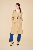 Trench long DAPHNÉ déperlant avec ceinture beige