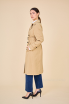 Trench long DAPHNÉ déperlant avec ceinture beige