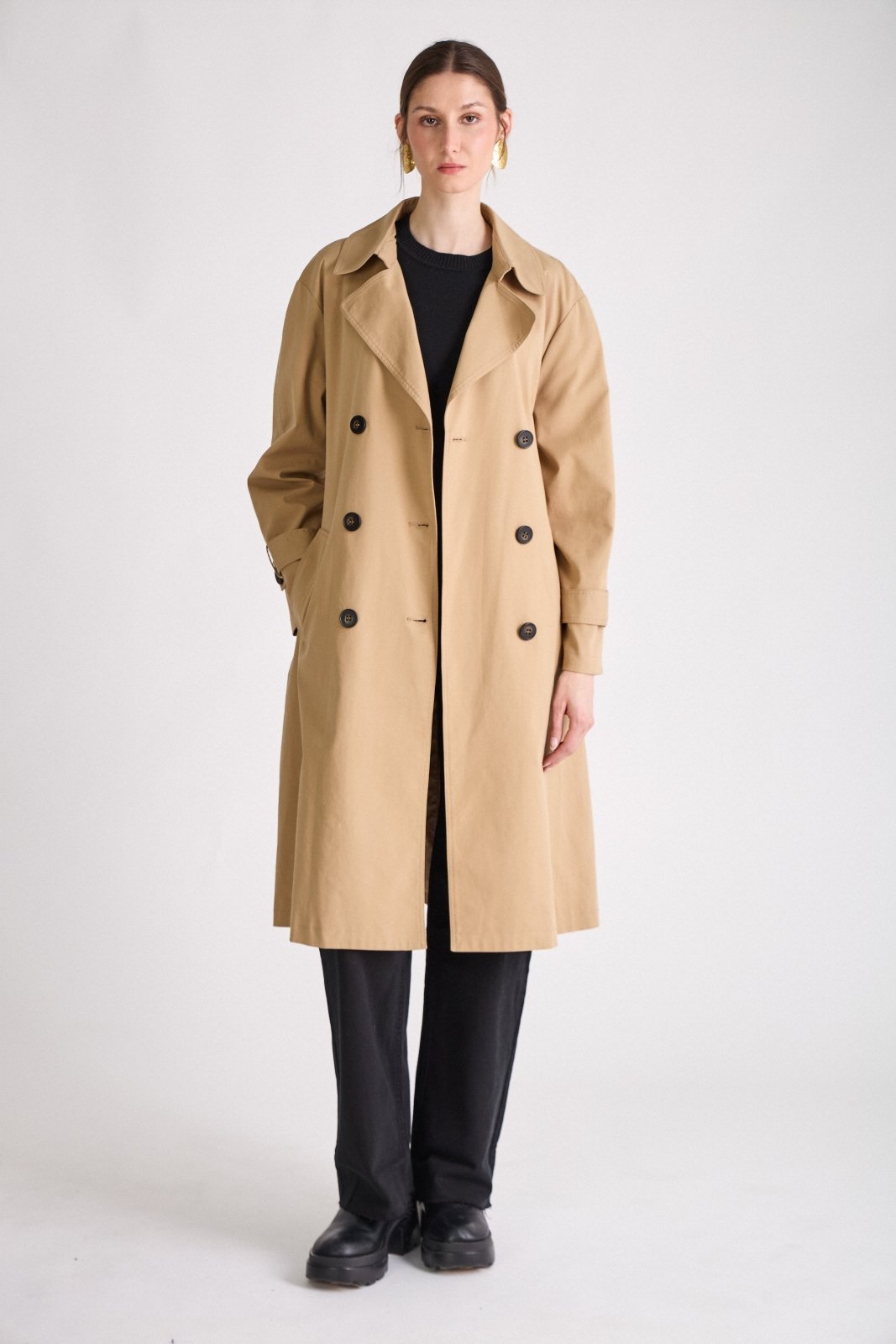 DAPHNÉ - Trench Beige - Escandelle (Vue de face - silhouette entière)