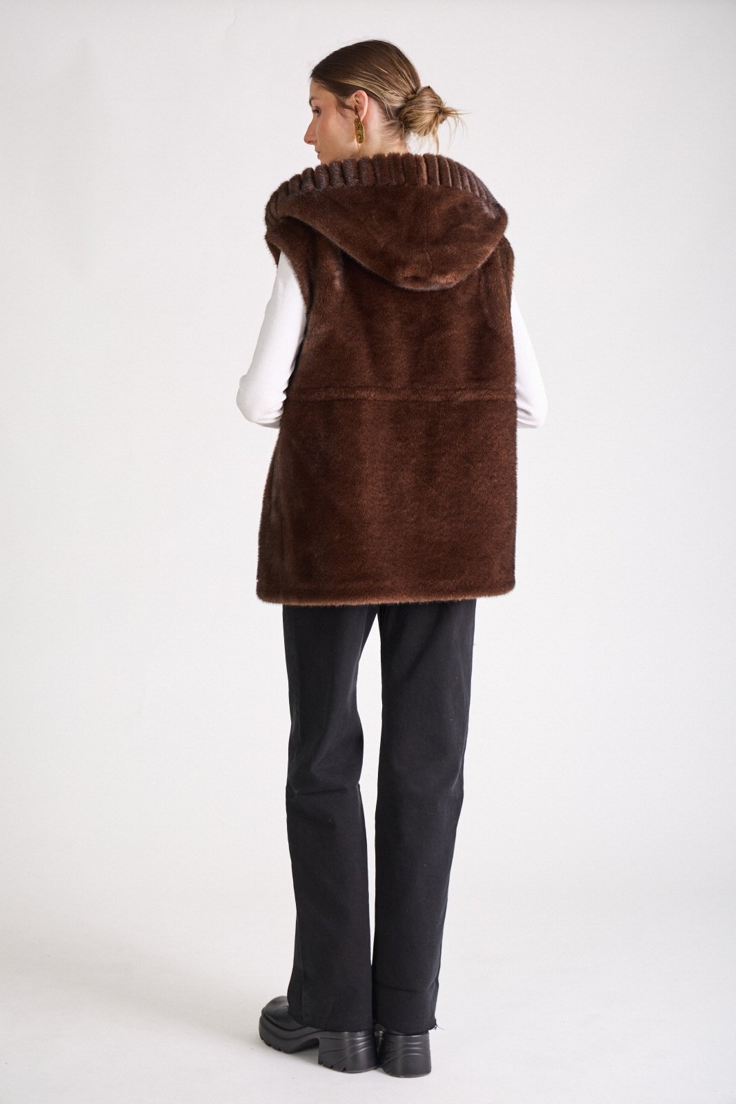 CANDICE - Gilet sans manches Choco - Escandelle (Vue de dos)
#couleur_choco