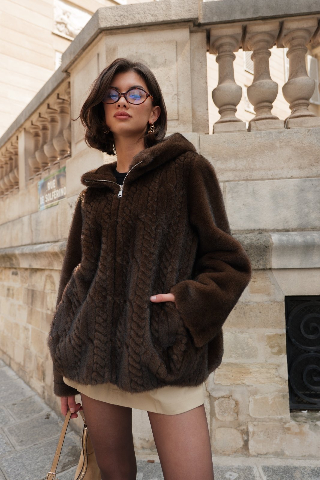 MARILOU - Manteau Choco - Escandelle (Vue de face - portrait) 
#couleur_choco