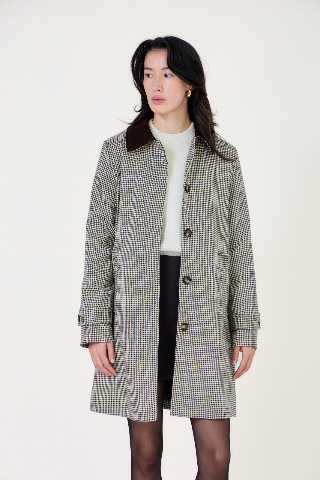 AZURA - Trench Choco - Escandelle (Vue de face - veste ouverte) 
#couleur_choco