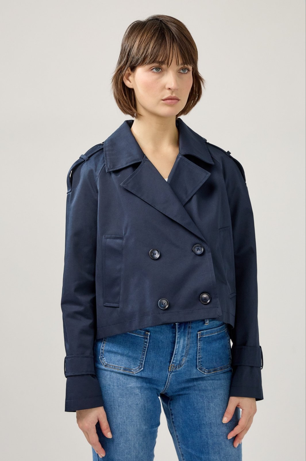 ISABEAU - Trench Navy - Escandelle (Vue de face - portrait) 
#couleur_navy