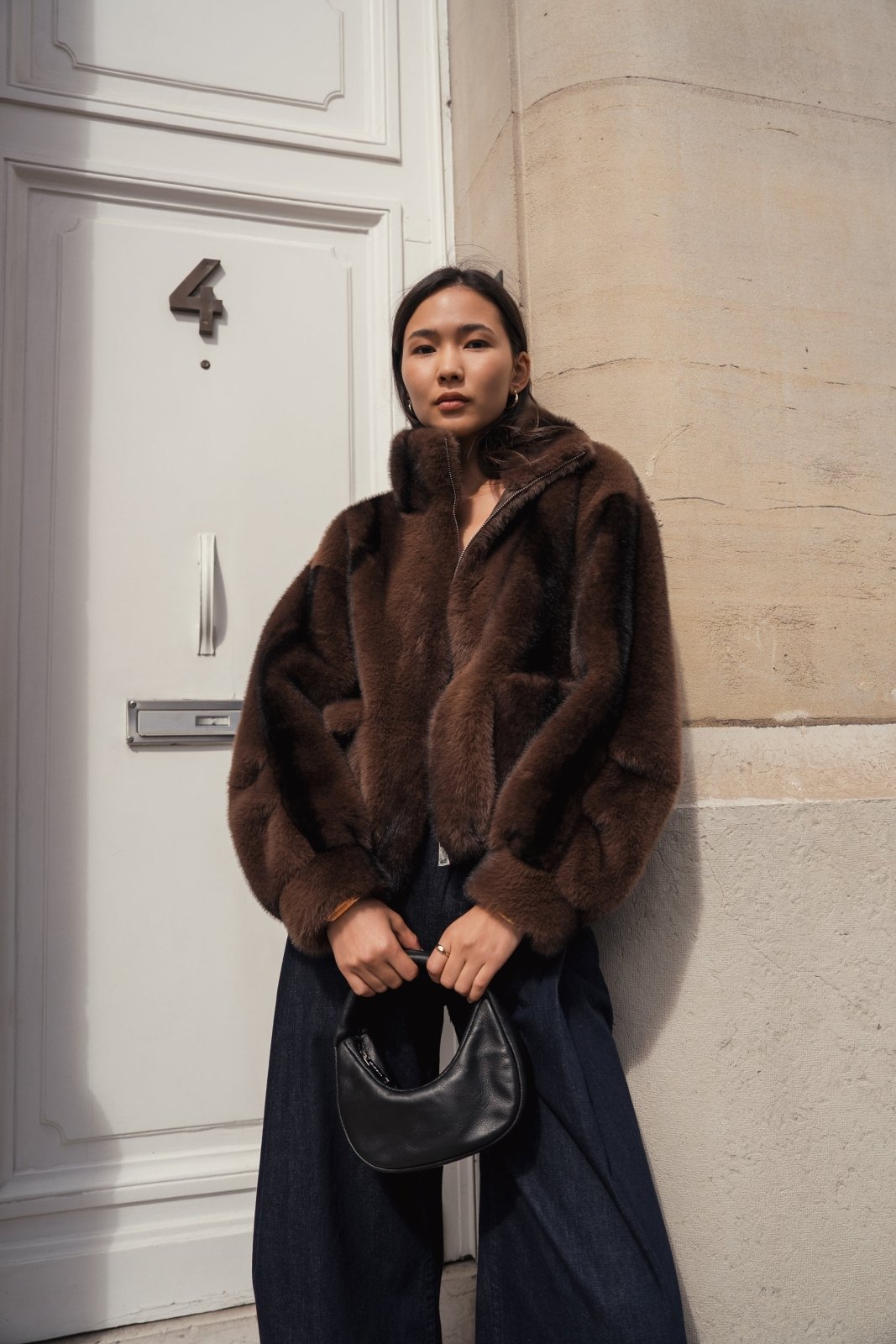 MARIEL - Manteau Choco - Escandelle (Vue de face - portrait)