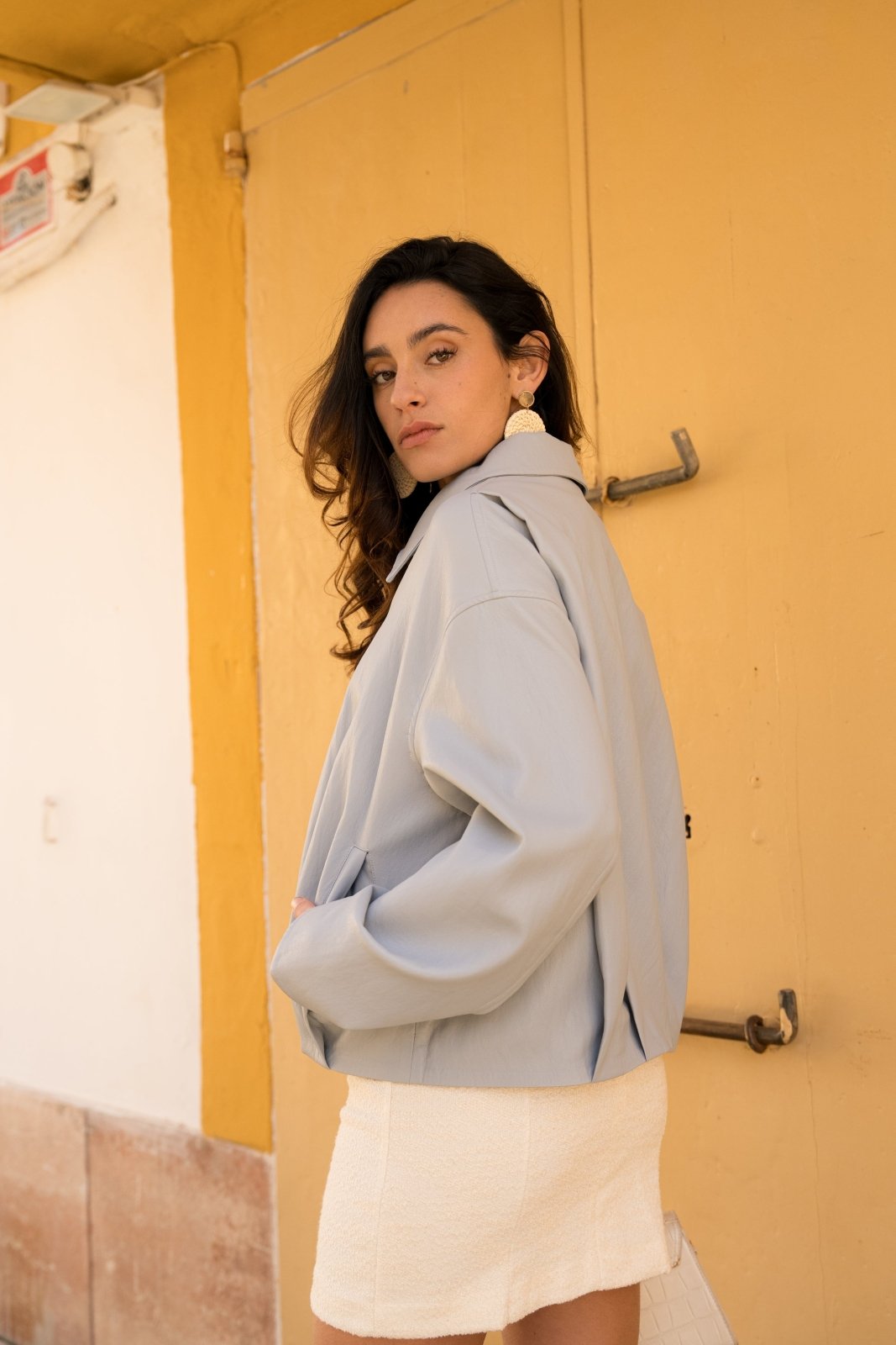 SERINA - Veste Ciel - Escandelle (Vue de profil gauche) 
#couleur_ciel