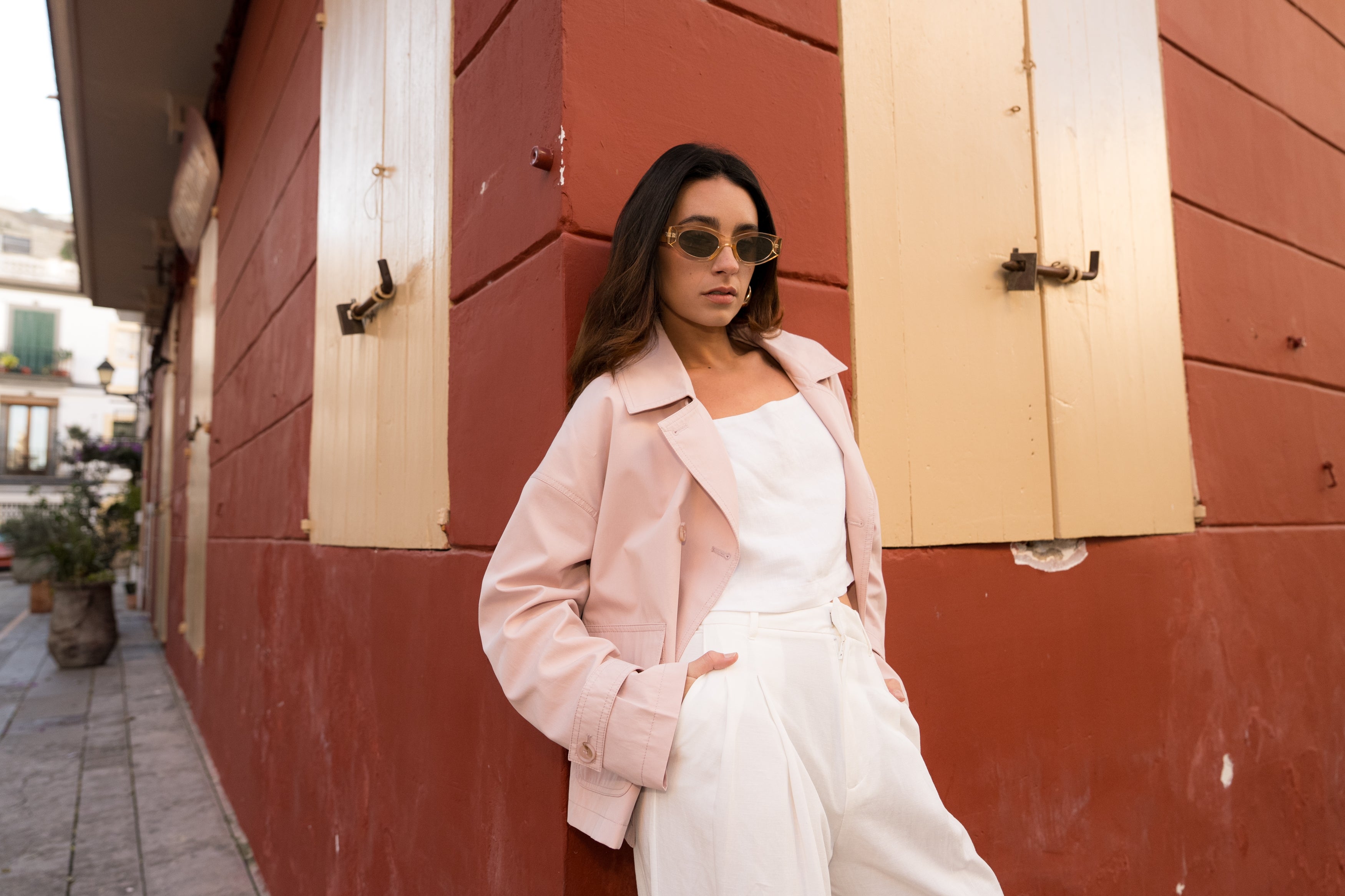 trench court rose mi-saison femme