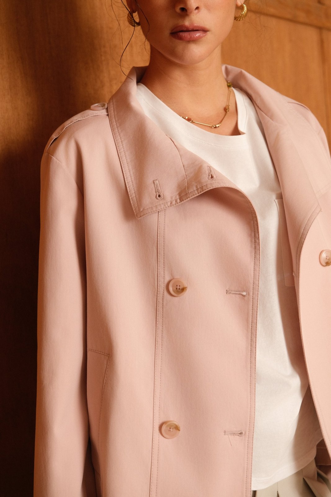 LYNARA - Veste Rose - Escandelle (Gros plan détails et matière)
#couleur_rose