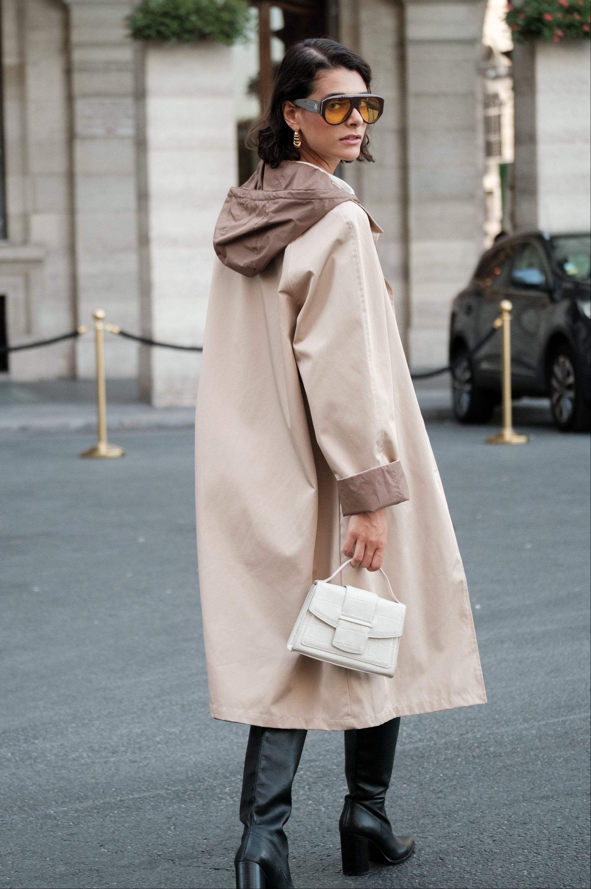 VENUS parka longue coton imperméable réversible choco femme - Escandelle Paris (dos)
#couleur_choco