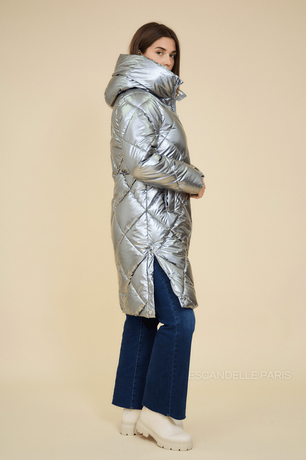 CAMERON - Doudoune Argent - Escandelle (Vue de profil droit)
#couleur_argent