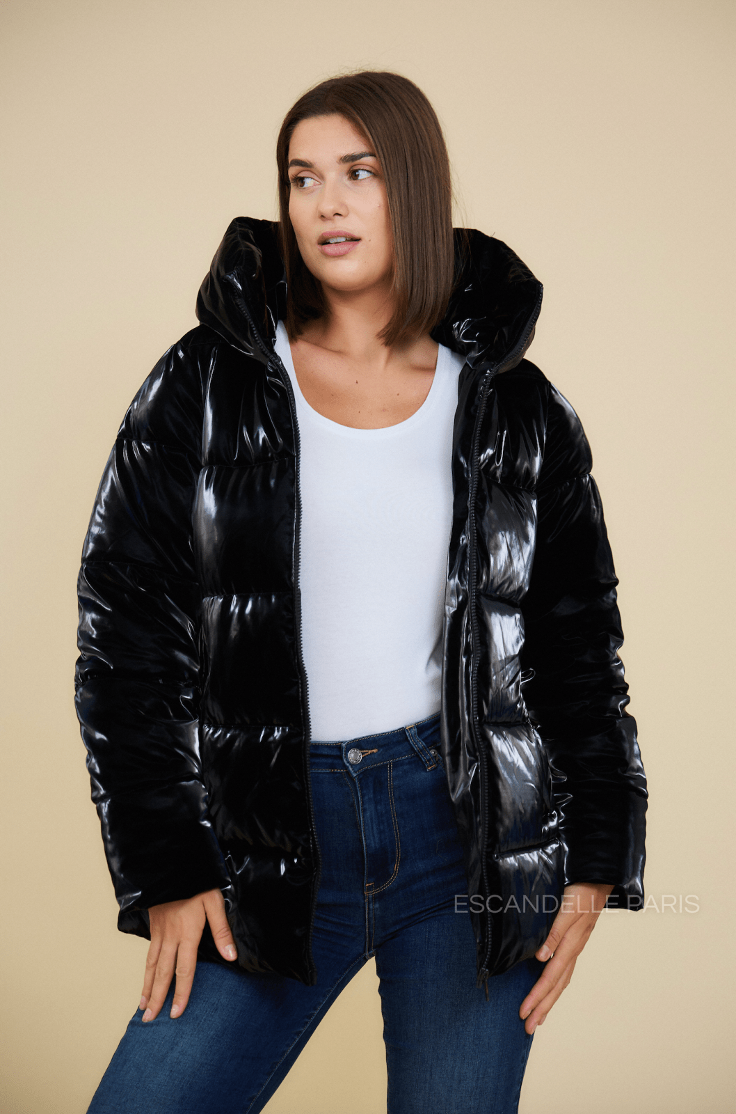 HARPER - Doudoune Noir - Escandelle (Vue de face - portrait) 
#couleur_noir