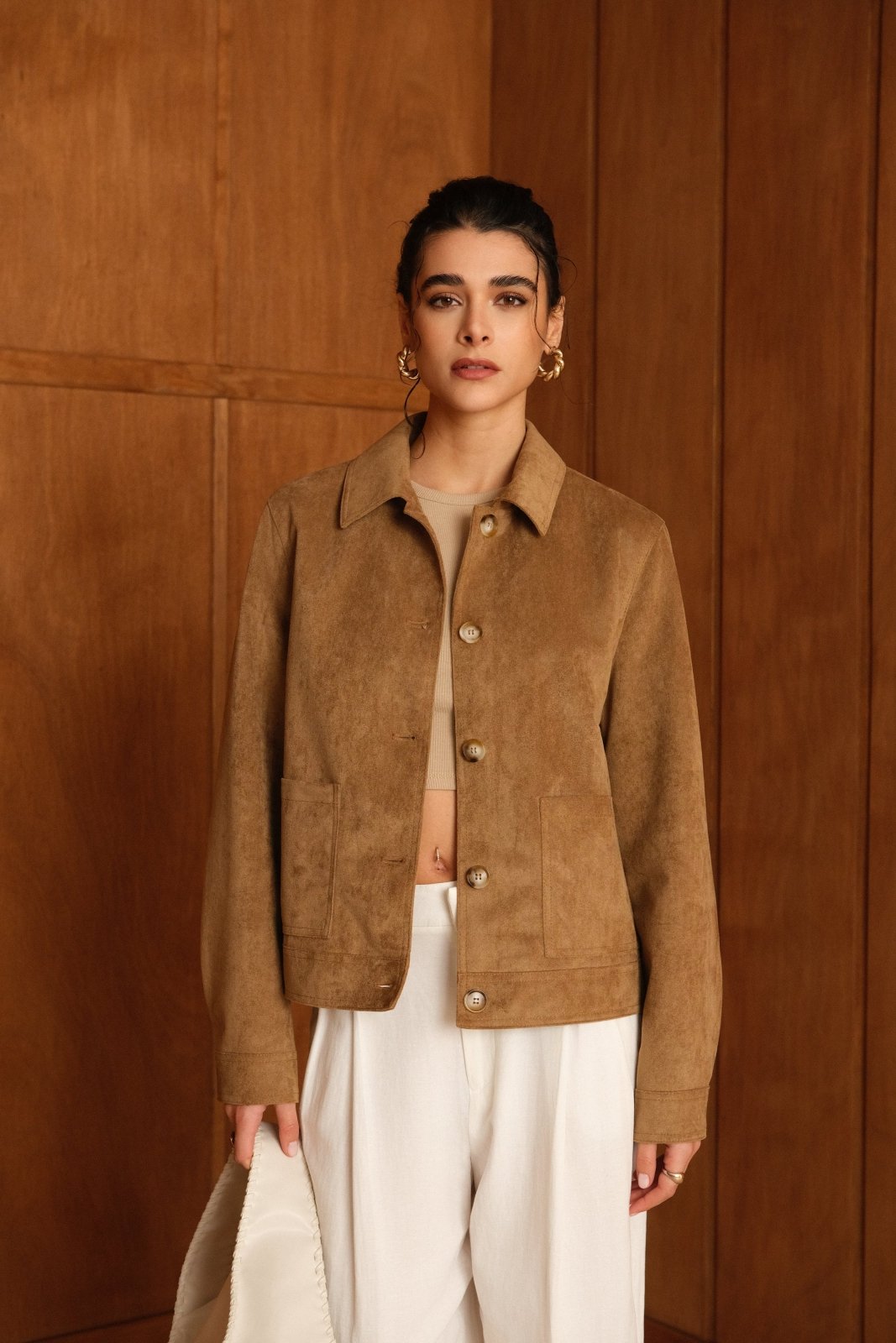 SABINA - Veste Camel - Escandelle (Vue de face - portrait) 
#couleur_camel