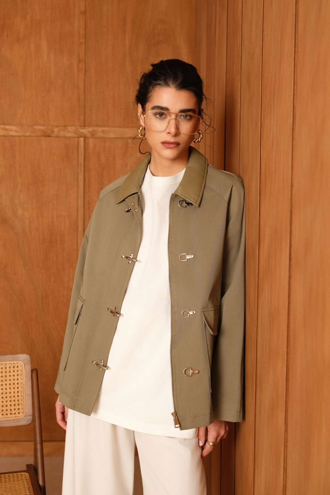 SERELLE - Veste Kaki - Escandelle (Vue de face - portrait) 
#couleur_kaki