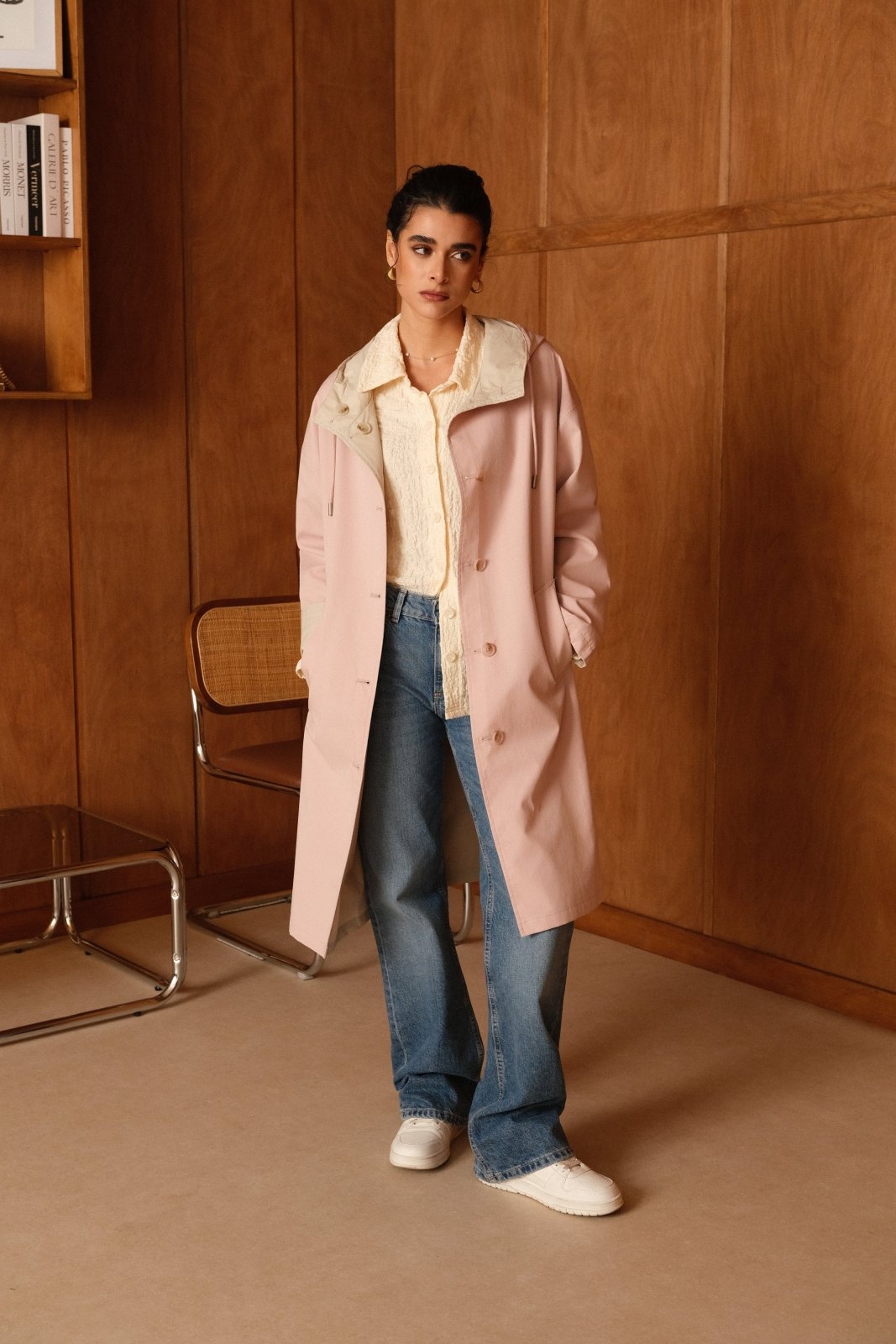 MIRELLE - Parka Rose - Escandelle (Vue de face - silhouette entière)
#couleur_rose