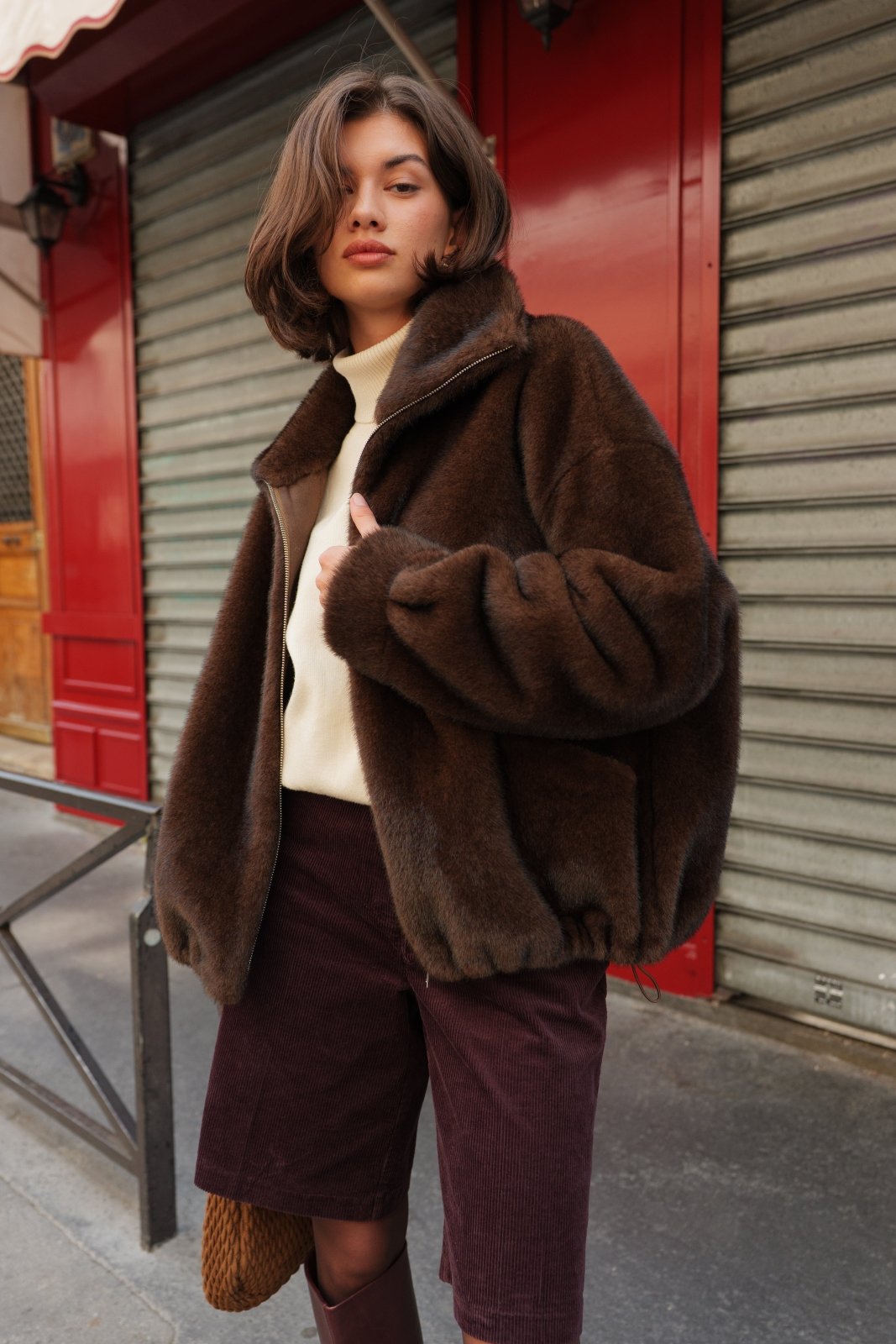 ARIANNE - Blouson Choco - Escandelle (Vue de face - portrait) 
#couleur_choco