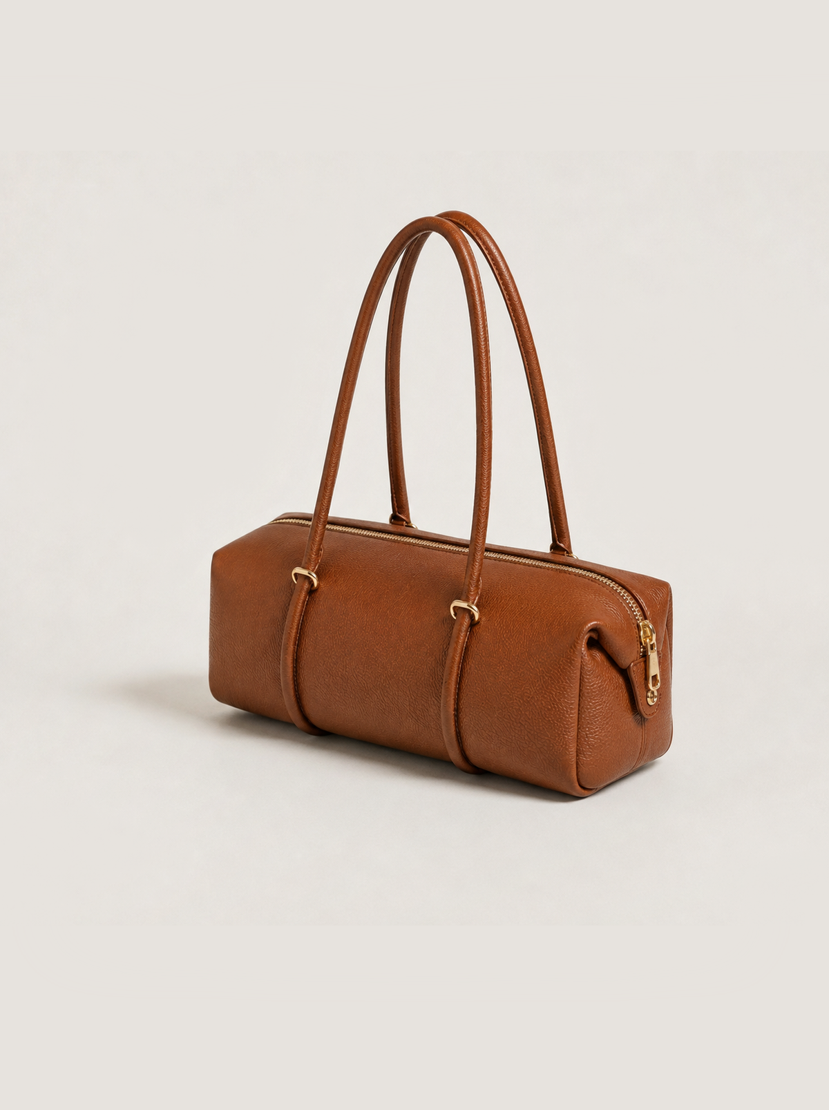 MARINA sac polochon cuir grainé zippé anses doubles camel femme - Escandelle Paris (profil droit)
#couleur_camel