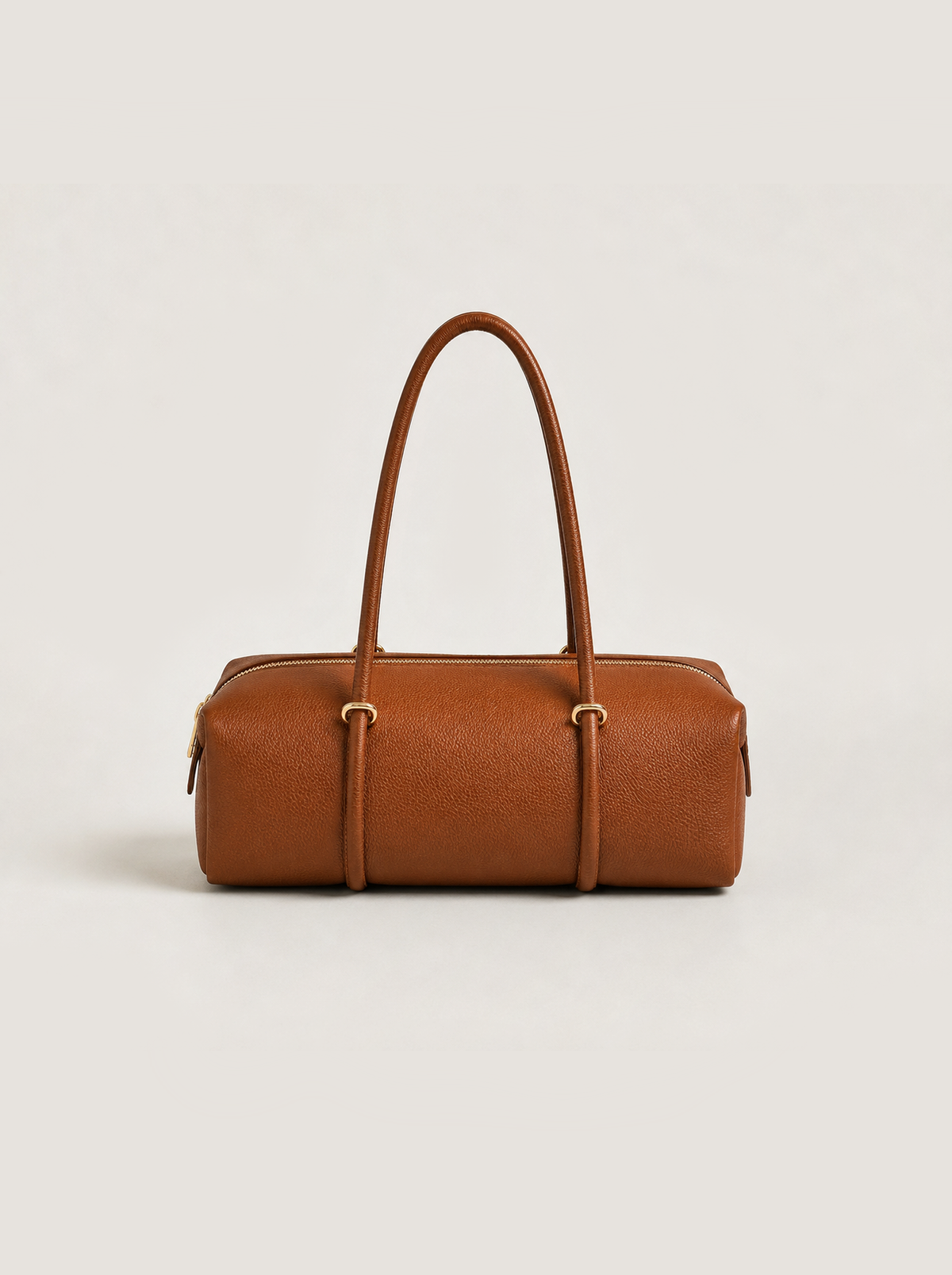 MARINA sac polochon cuir grainé zippé anses doubles camel femme - Escandelle Paris (face)
#couleur_camel