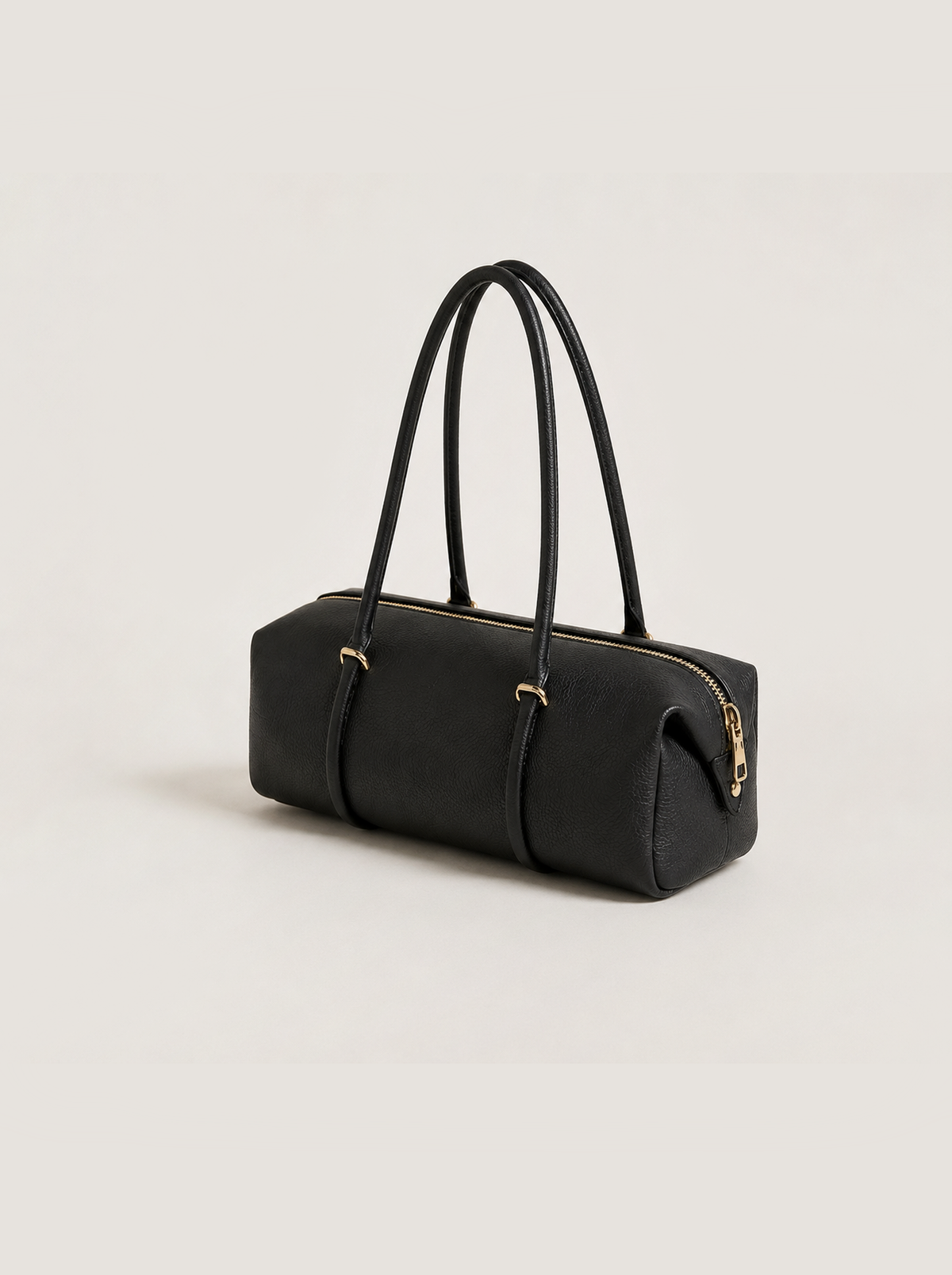 MARINA sac polochon cuir grainé zippé anses doubles noir femme - Escandelle Paris (profil droit)
#couleur_noir